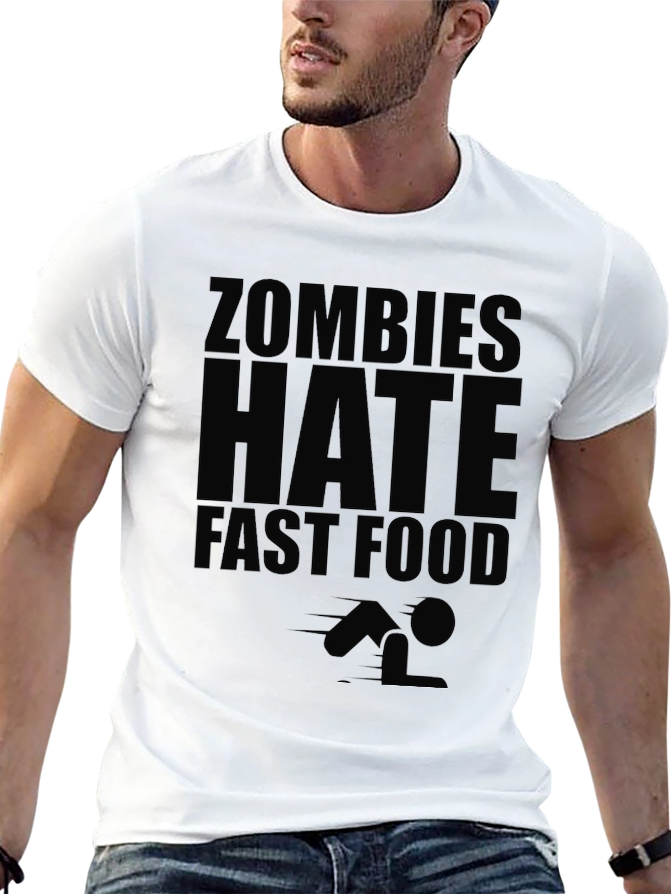 Zombies Hate Fast Food Black Graphic Tee