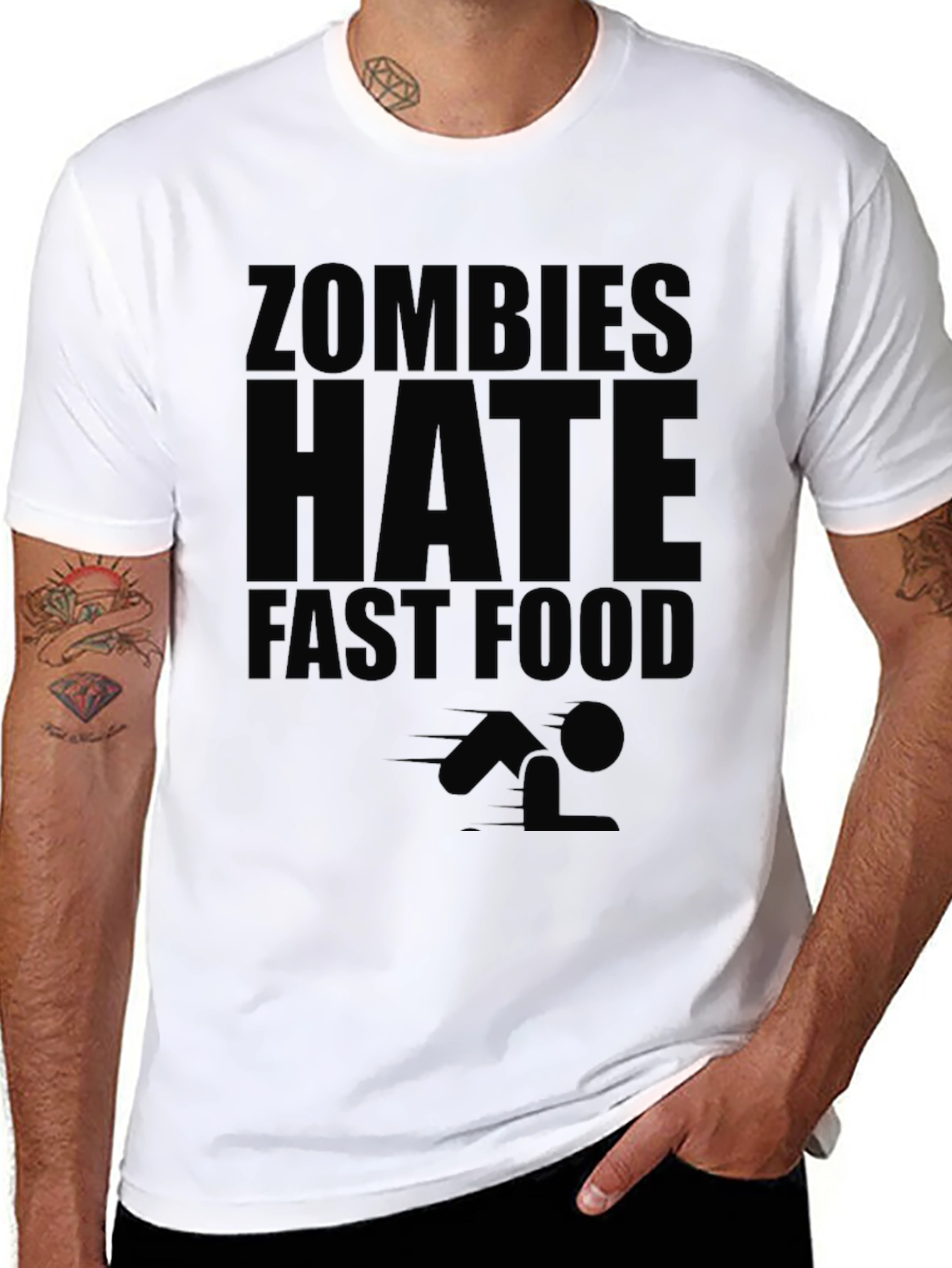 Zombies Hate Fast Food Black Graphic Tee