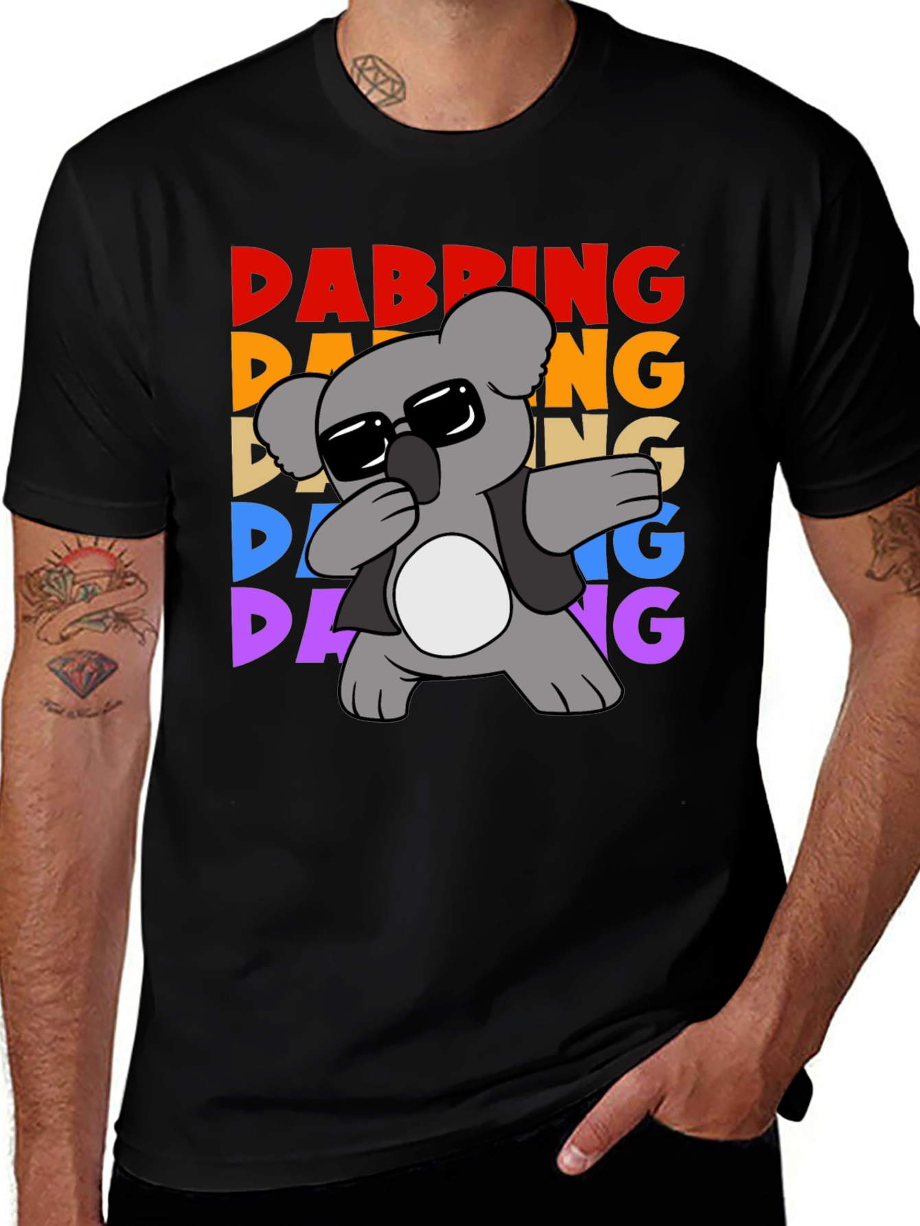 Dabbing Koala Graphic Tee - Mens Black T-Shirt