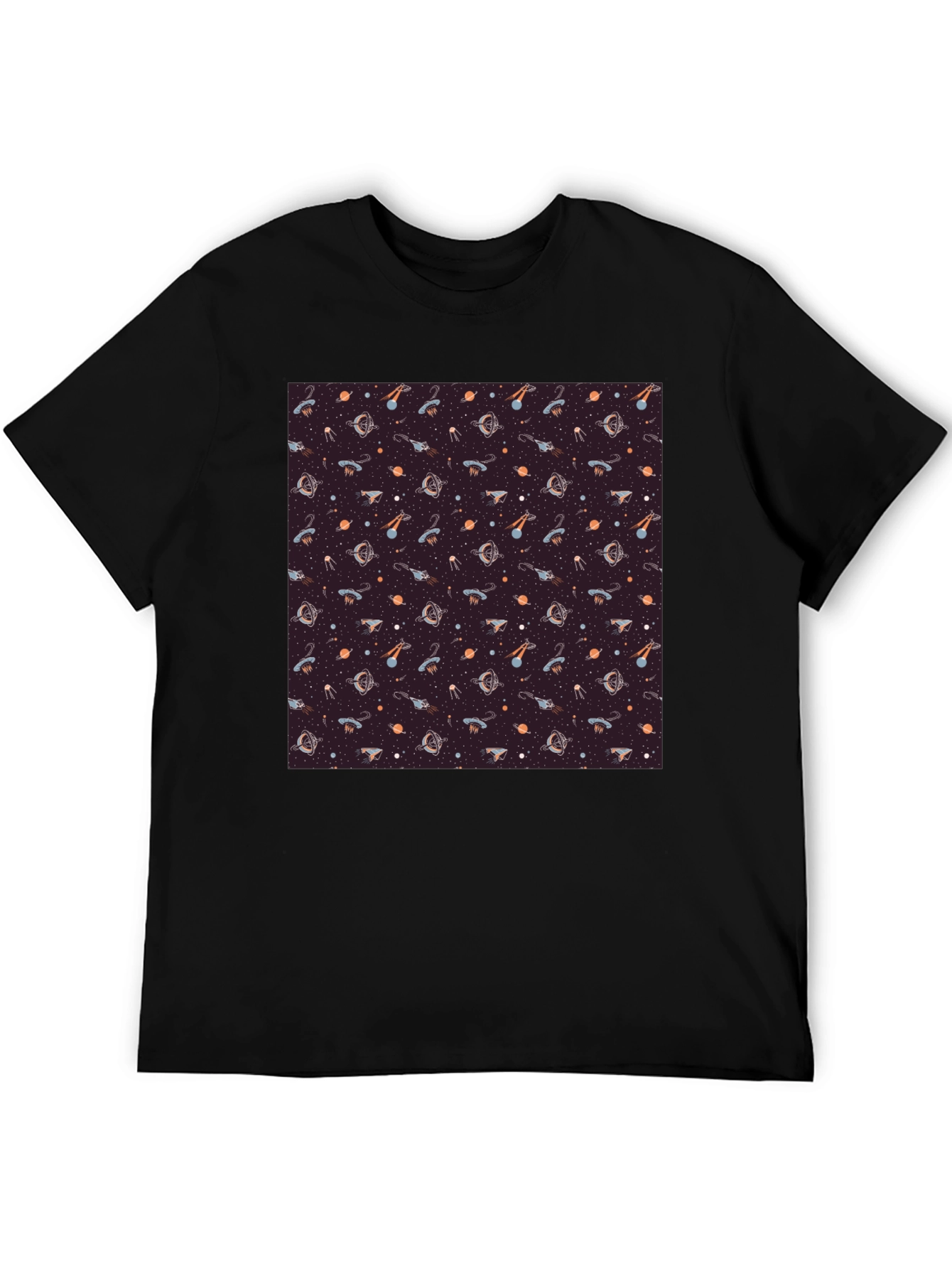 Cosmic Pattern Tee - Black Cotton Blend