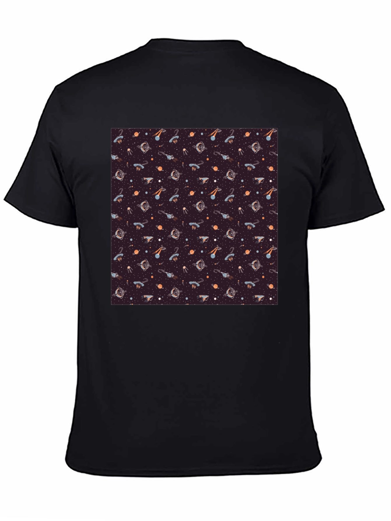 Cosmic Pattern Tee - Black Cotton Blend