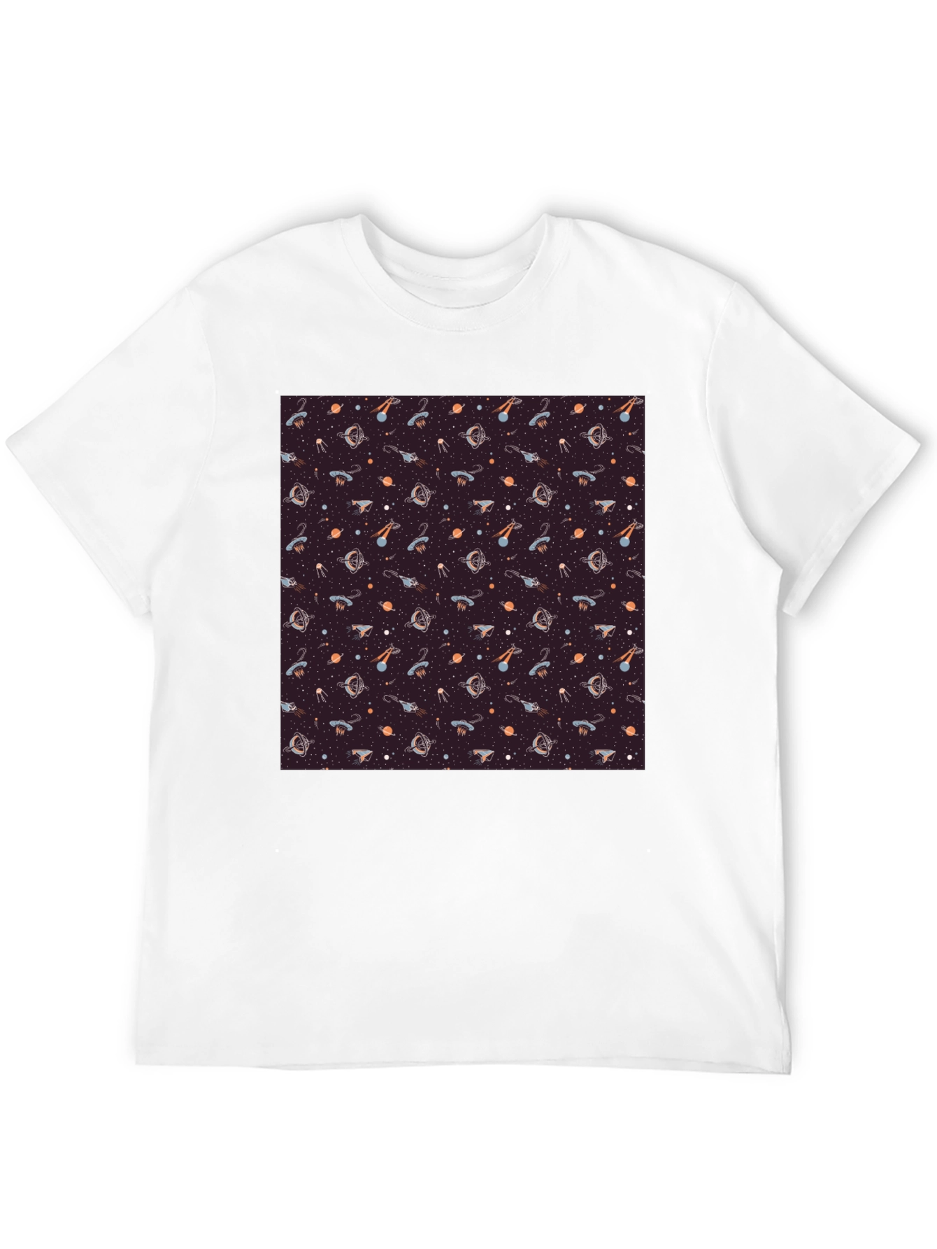 Cosmic Pattern Tee - Black Cotton Blend