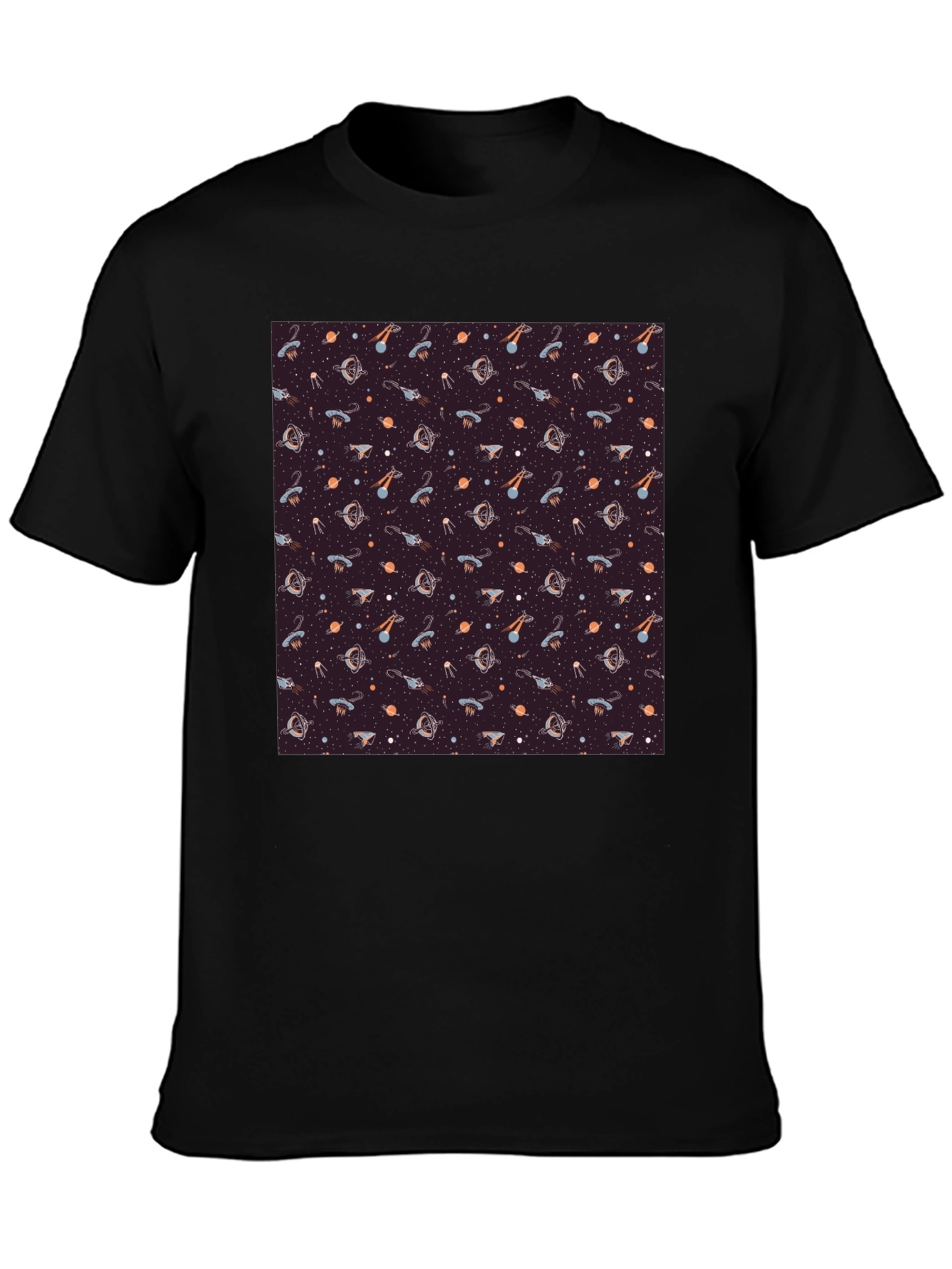 Cosmic Pattern Tee - Black Cotton Blend