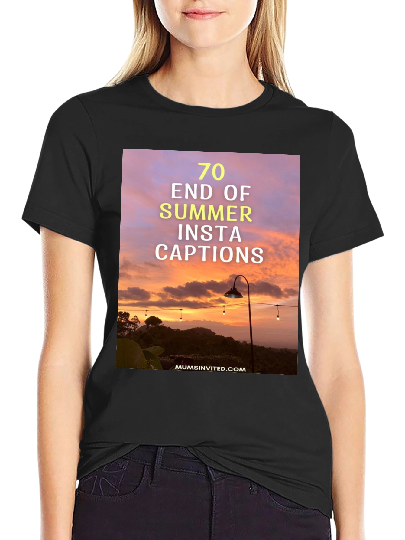 Summer Insta Captions Graphic Tee - Black Casual Shirt
