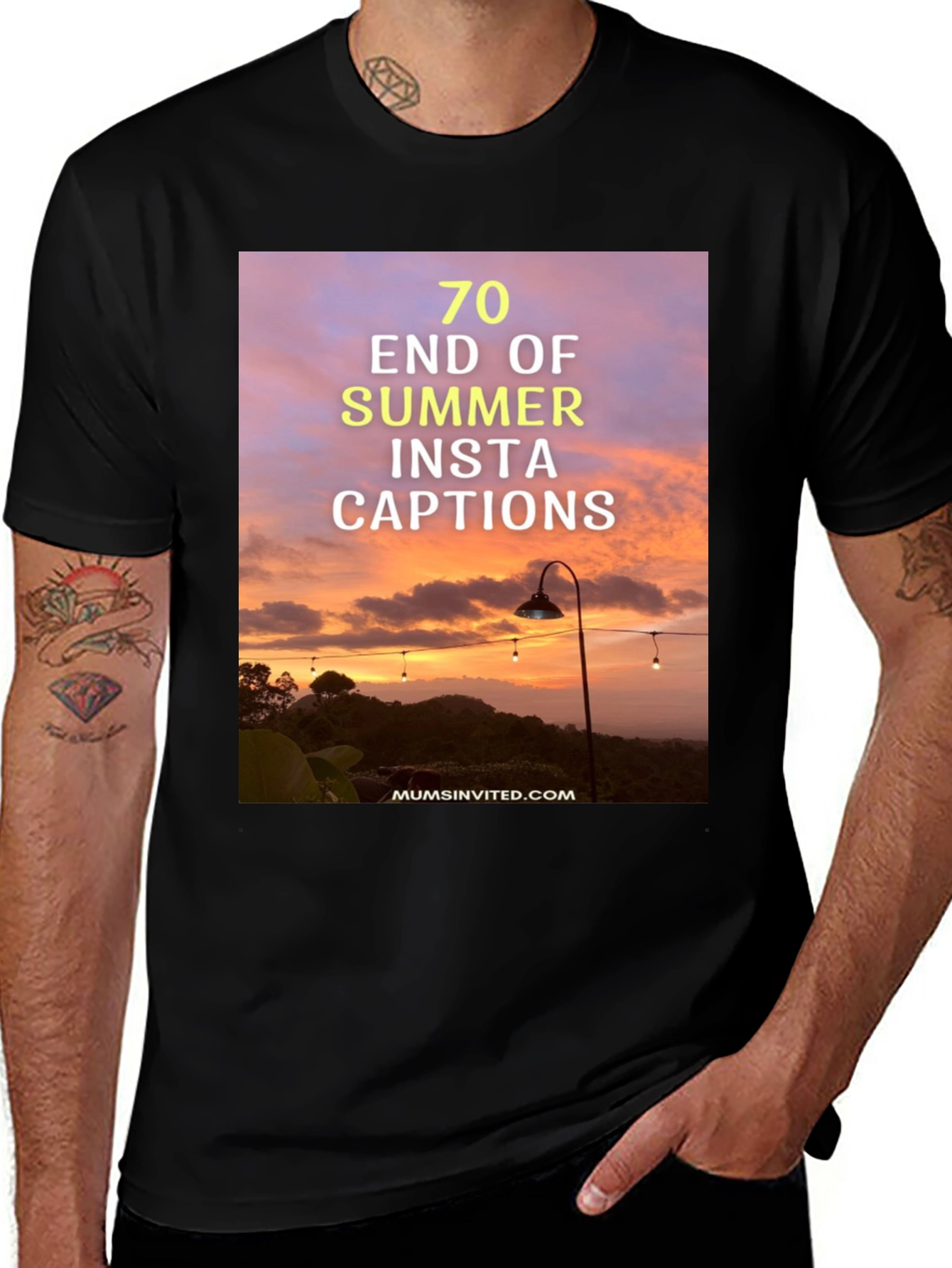 Summer Insta Captions Graphic Tee - Black Casual Shirt