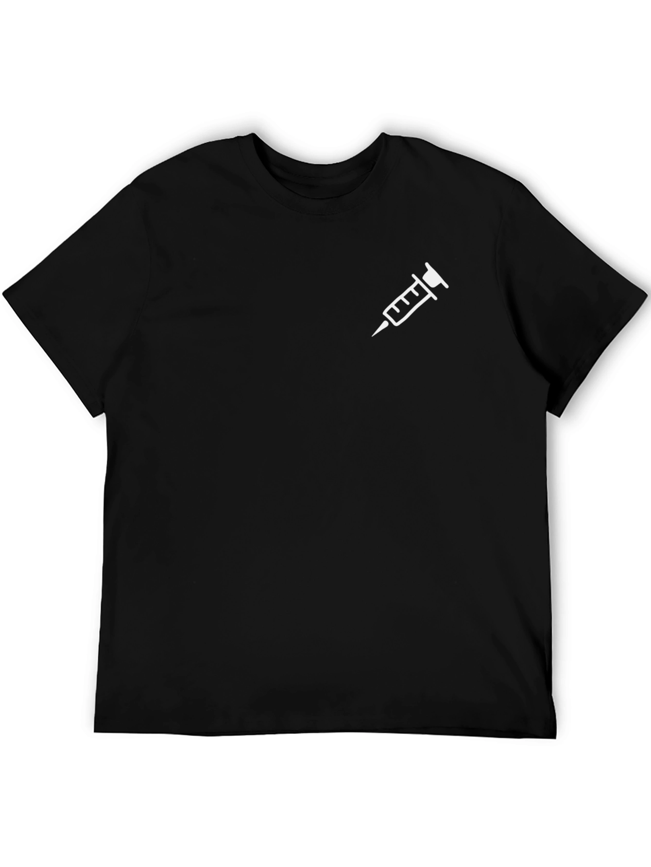 Mens Black T-Shirt with Syringe Graphic