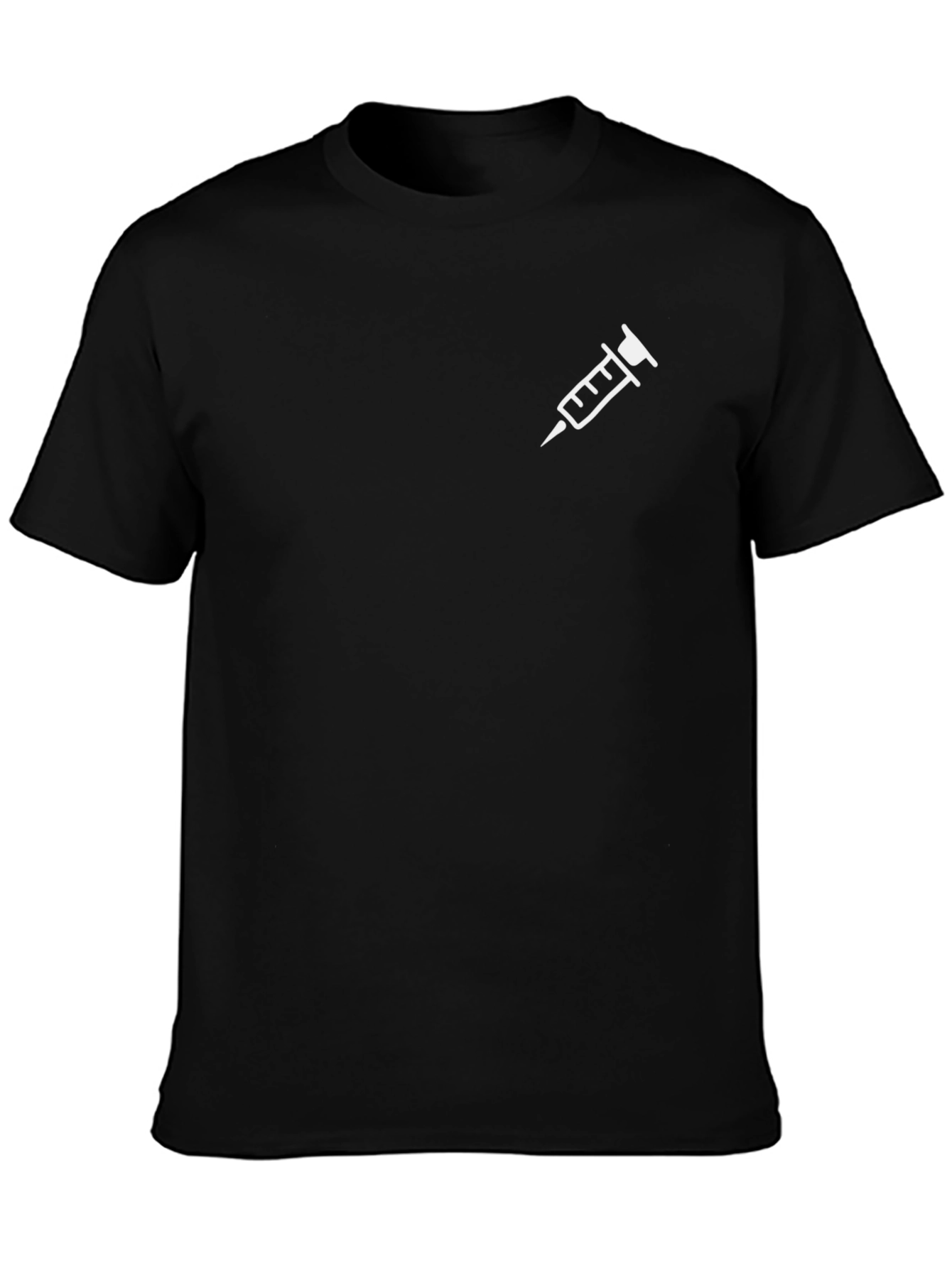 Mens Black T-Shirt with Syringe Graphic
