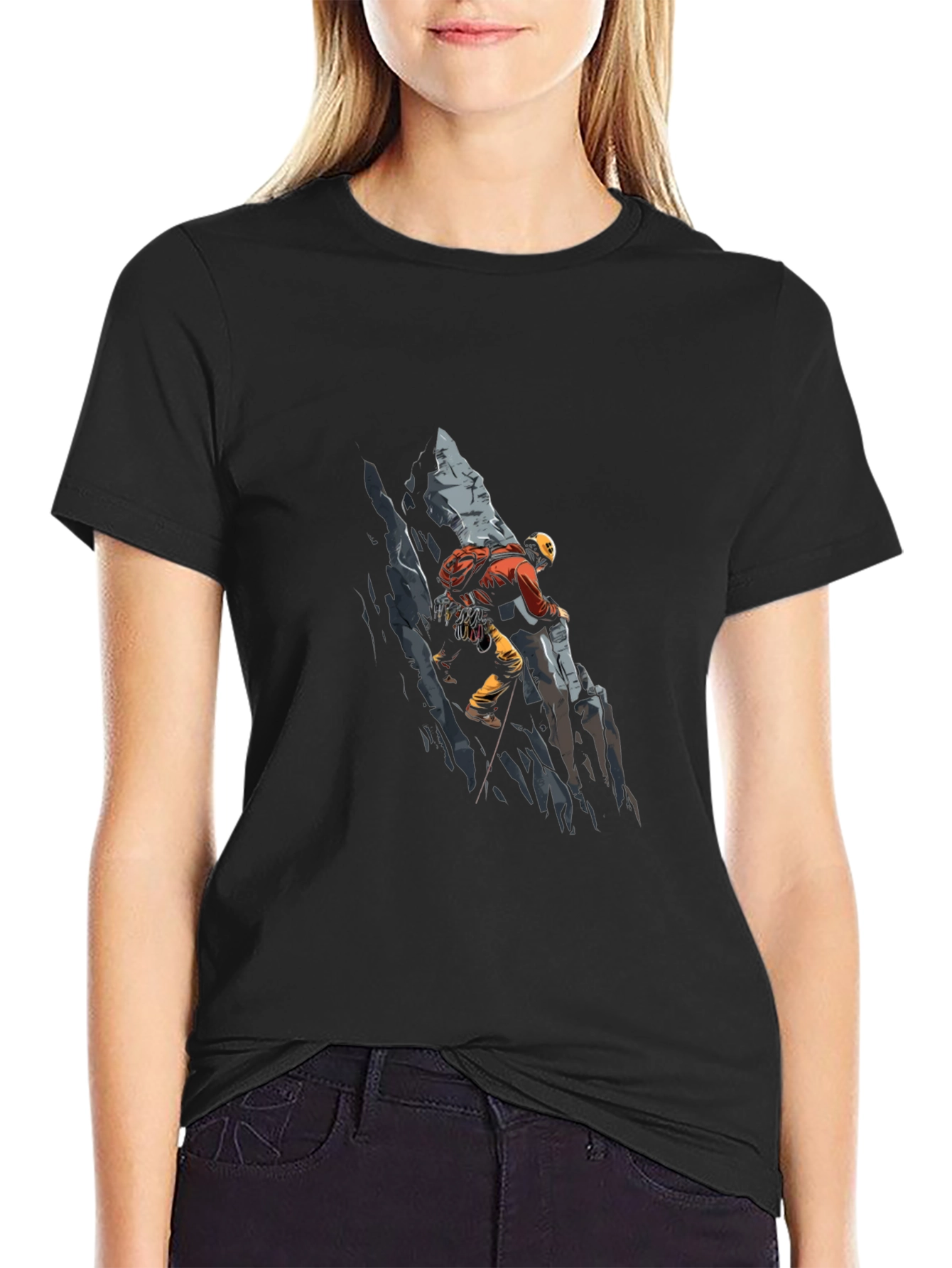 Climber Graphic Tee - Black Cotton T-Shirt
