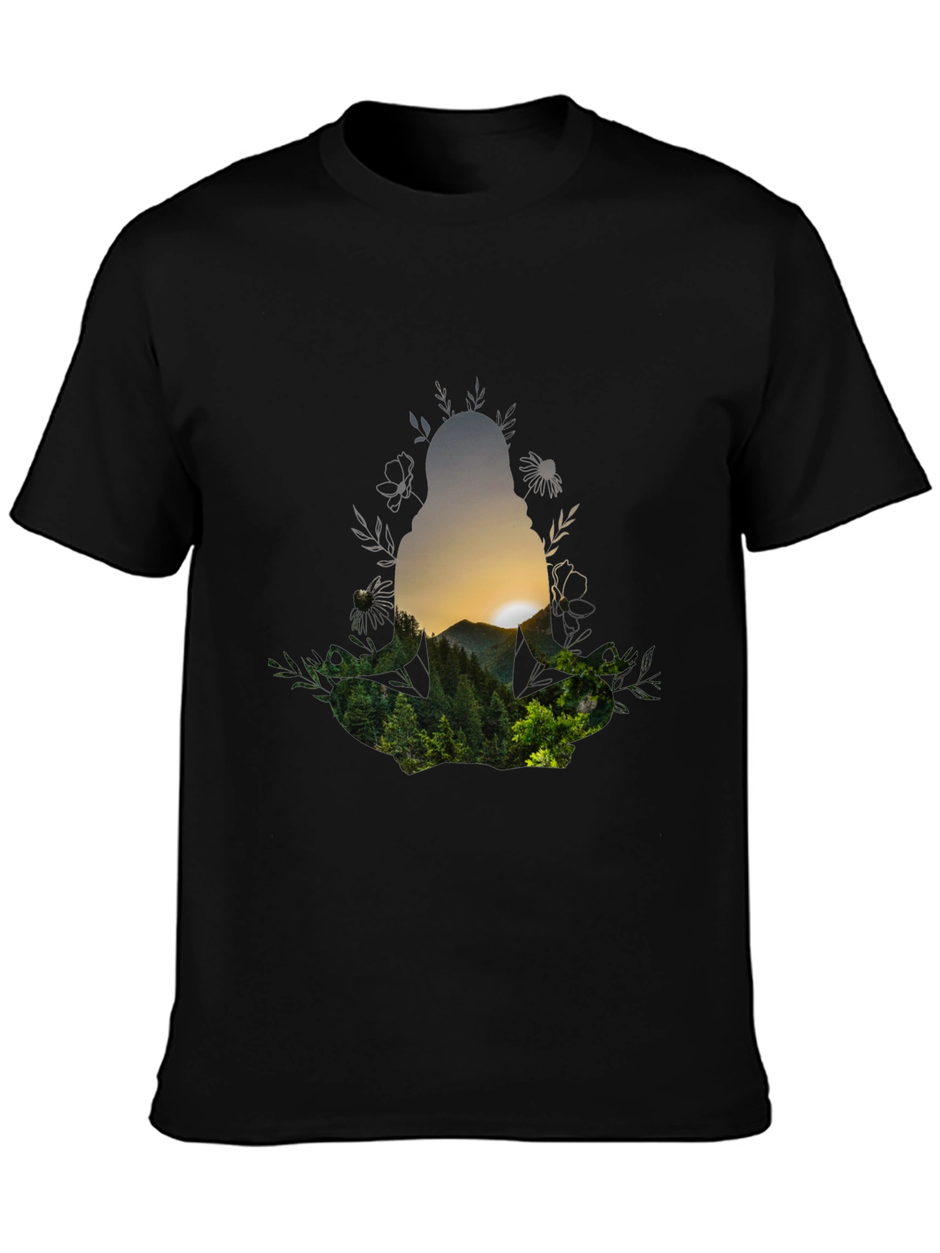 Nature Silhouette Graphic Tee - Unisex Black T-Shirt
