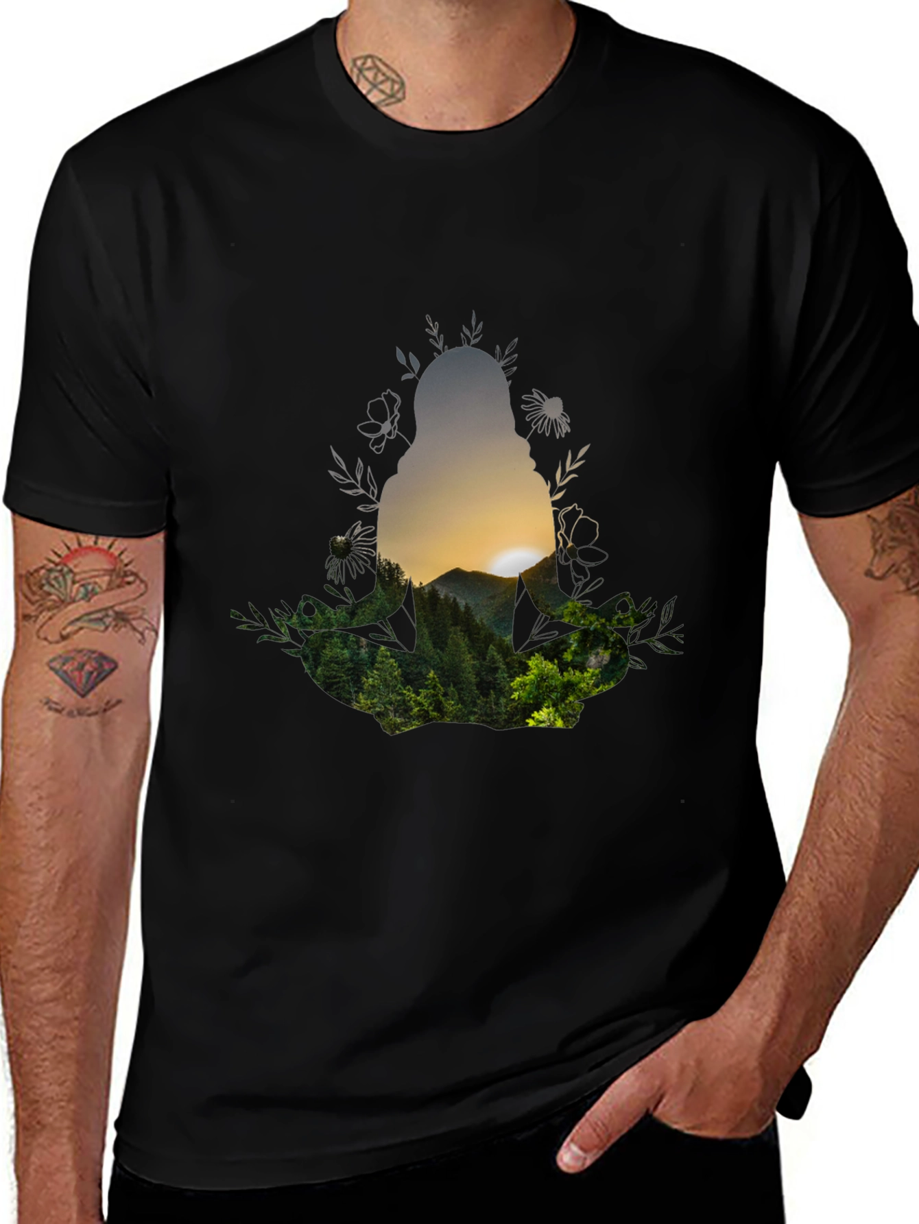 Nature Silhouette Graphic Tee - Unisex Black T-Shirt