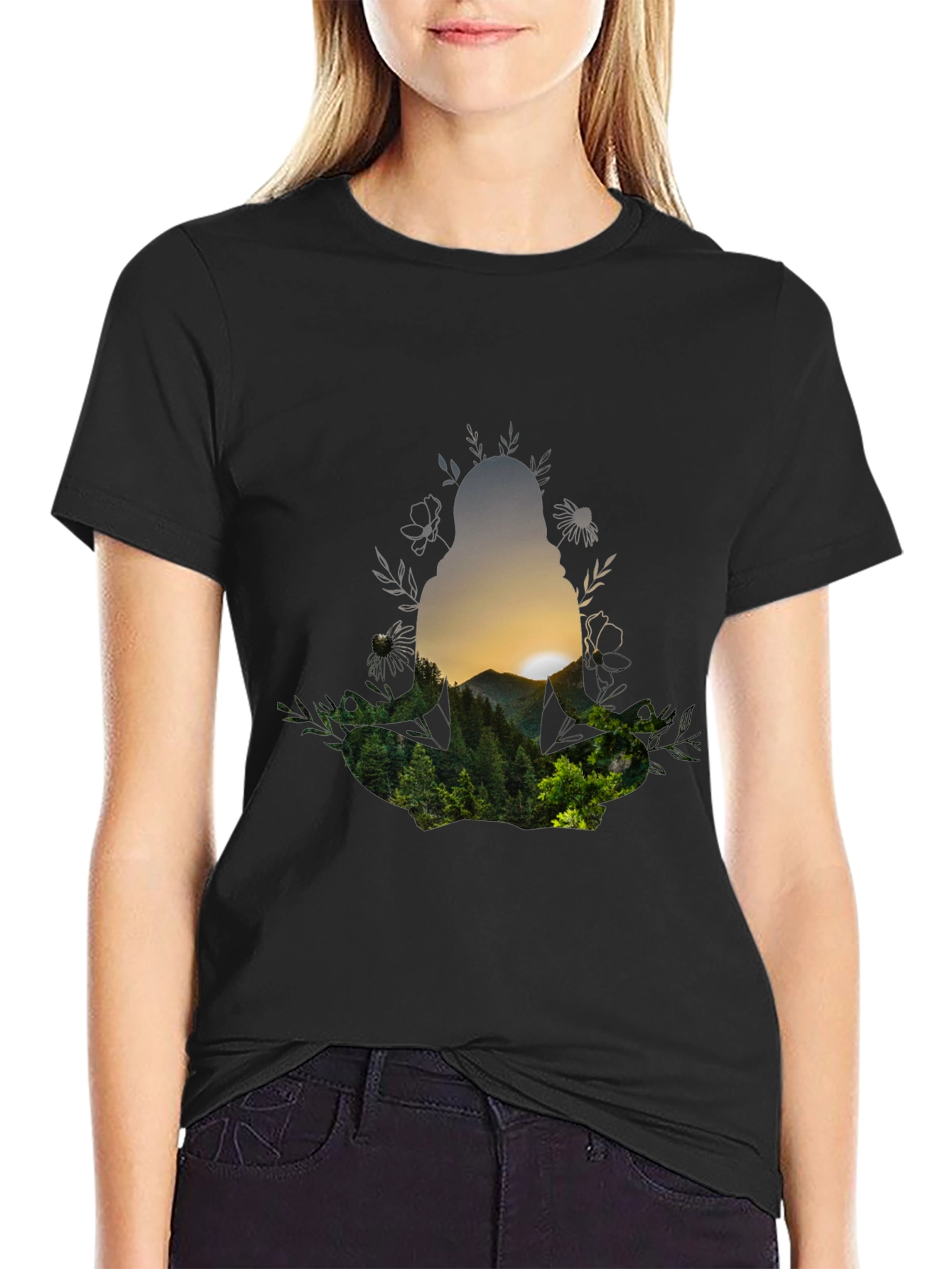 Nature Silhouette Graphic Tee - Unisex Black T-Shirt