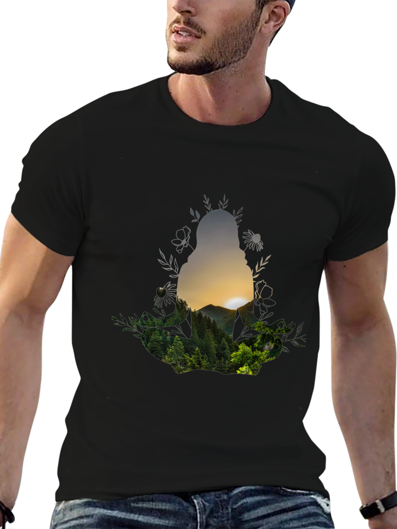 Nature Silhouette Graphic Tee - Unisex Black T-Shirt