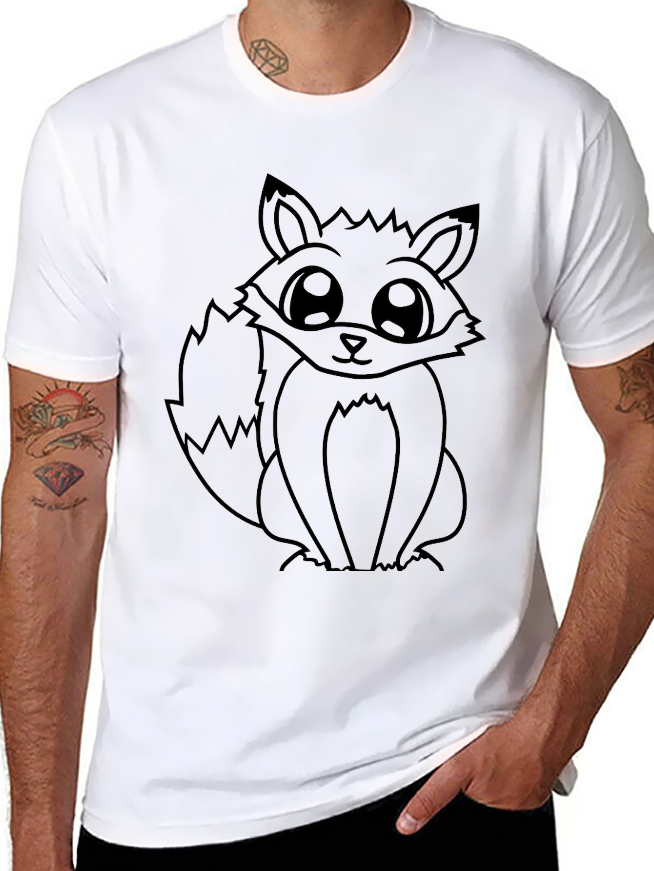 Fox Graphic Black T-Shirt - Unisex Casual Tee