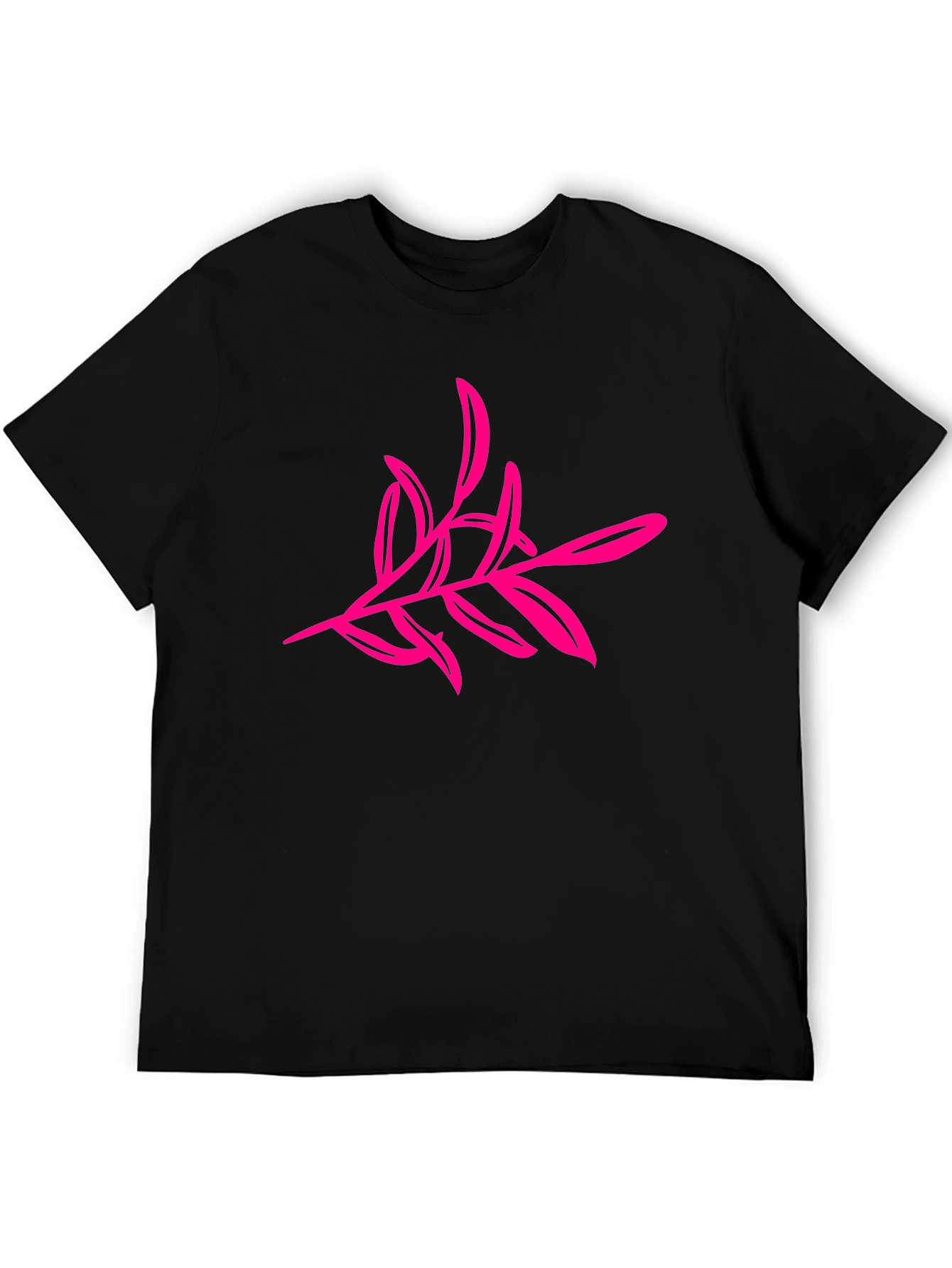 Black T-Shirt with Pink Floral Design