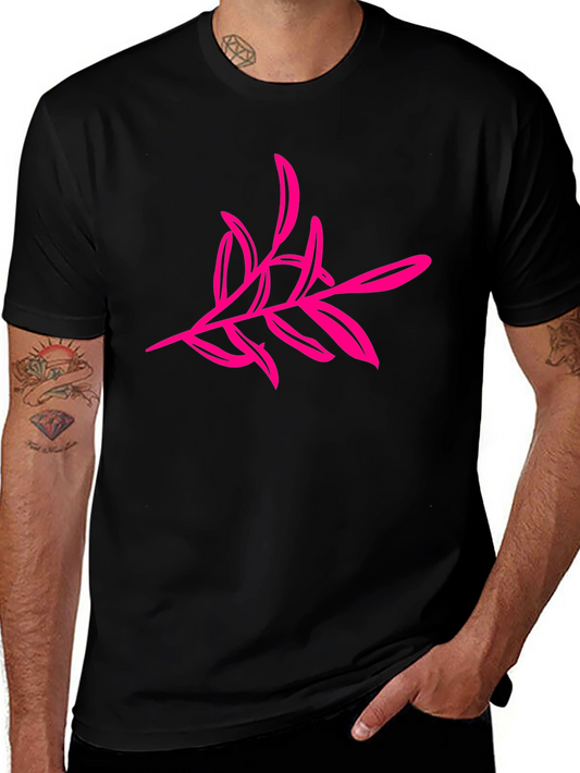Black T-Shirt with Pink Floral Design