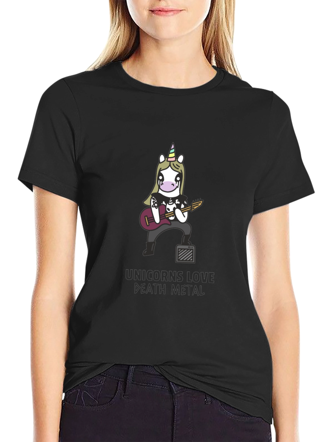 Unicorns Love Death Metal Black T-Shirt
