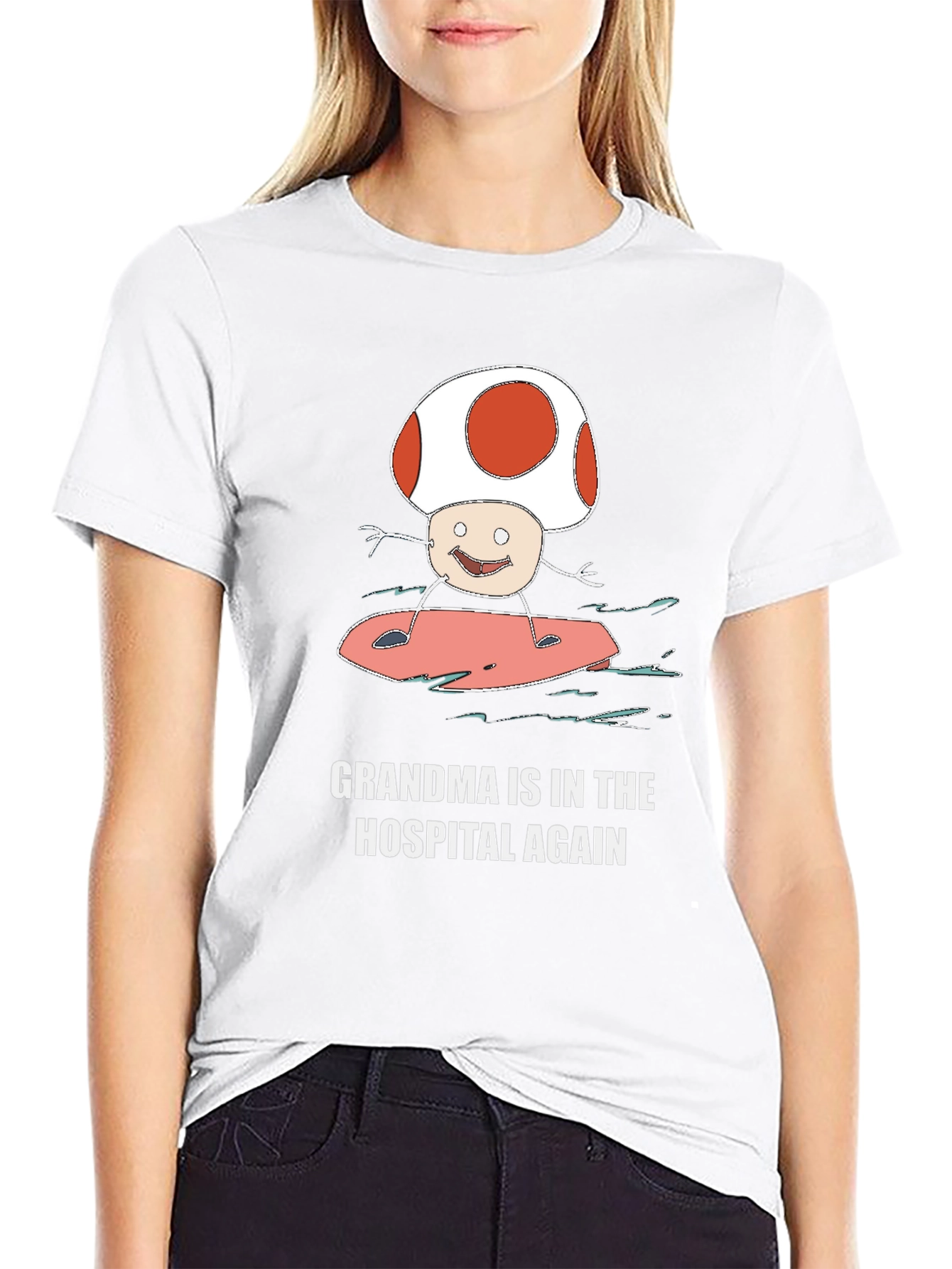 Grandma In The Hospital Again Surfing Mushroom T-Shirt