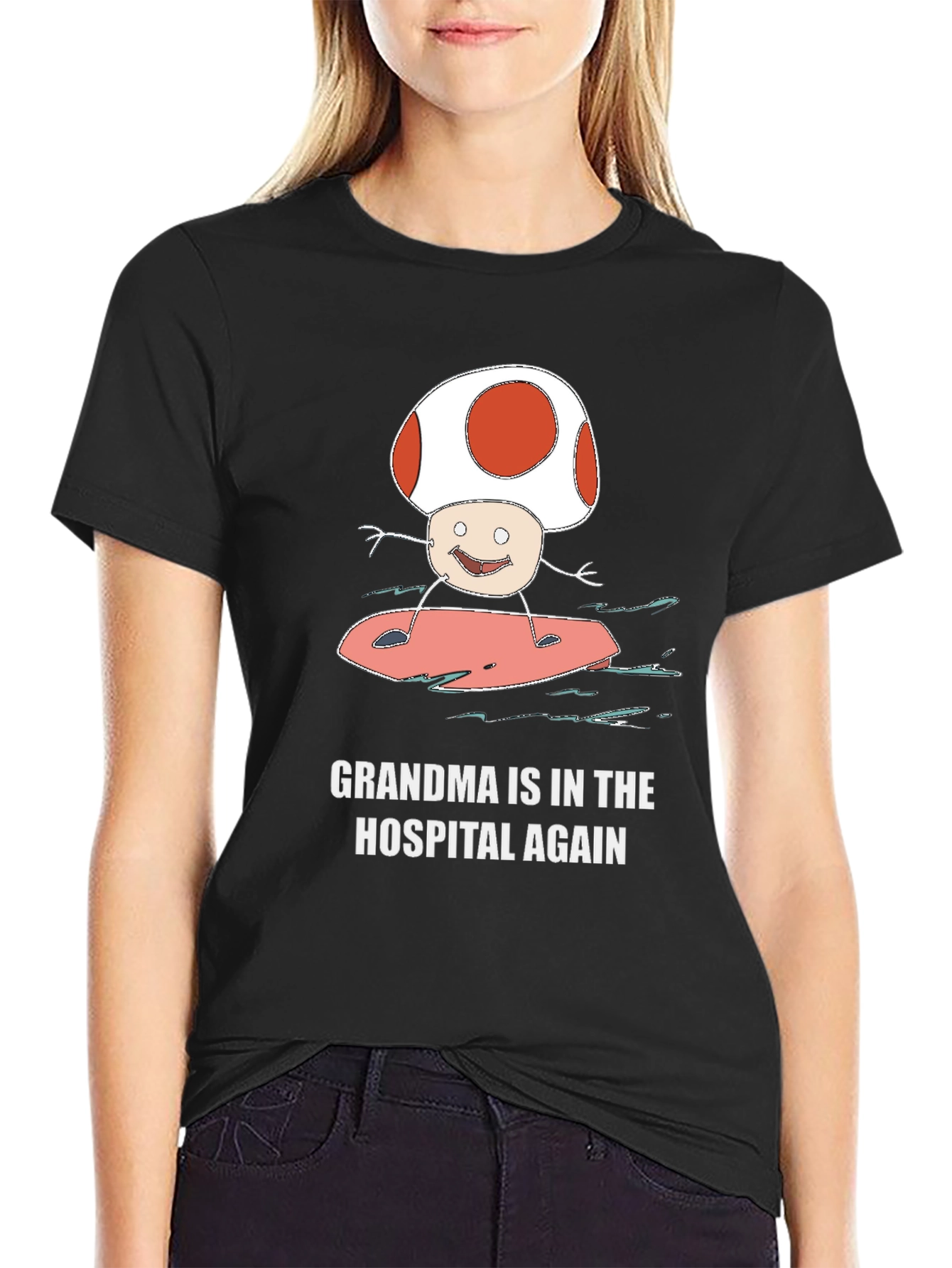 Grandma In The Hospital Again Surfing Mushroom T-Shirt