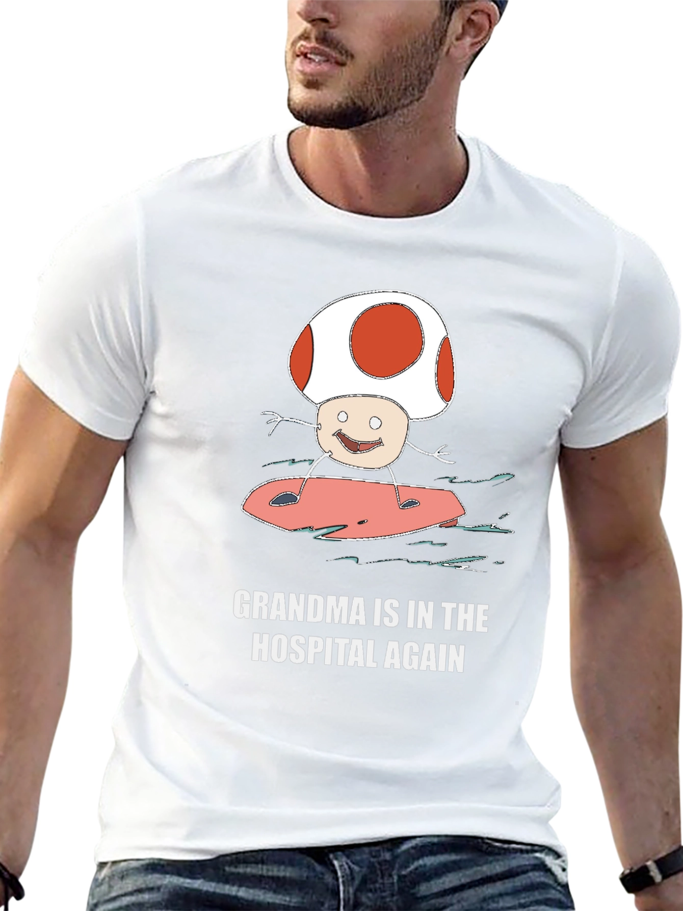 Grandma In The Hospital Again Surfing Mushroom T-Shirt