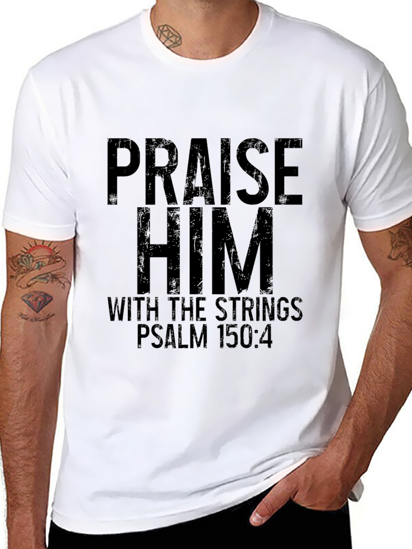 Praise Him Mens Black Christian T-Shirt