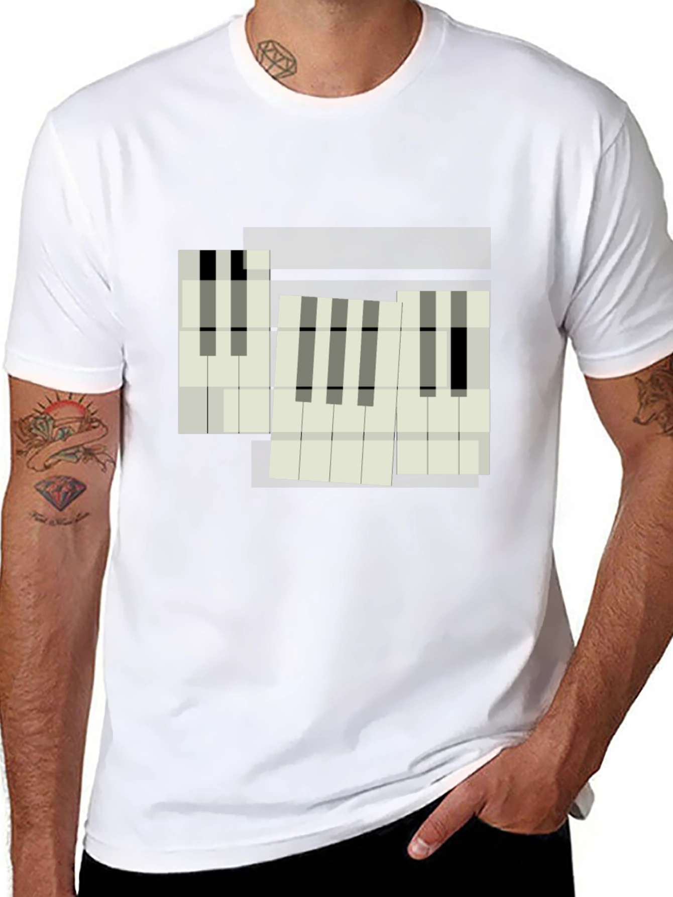 Abstract Piano Keys Graphic Tee - Modern Musician Style
