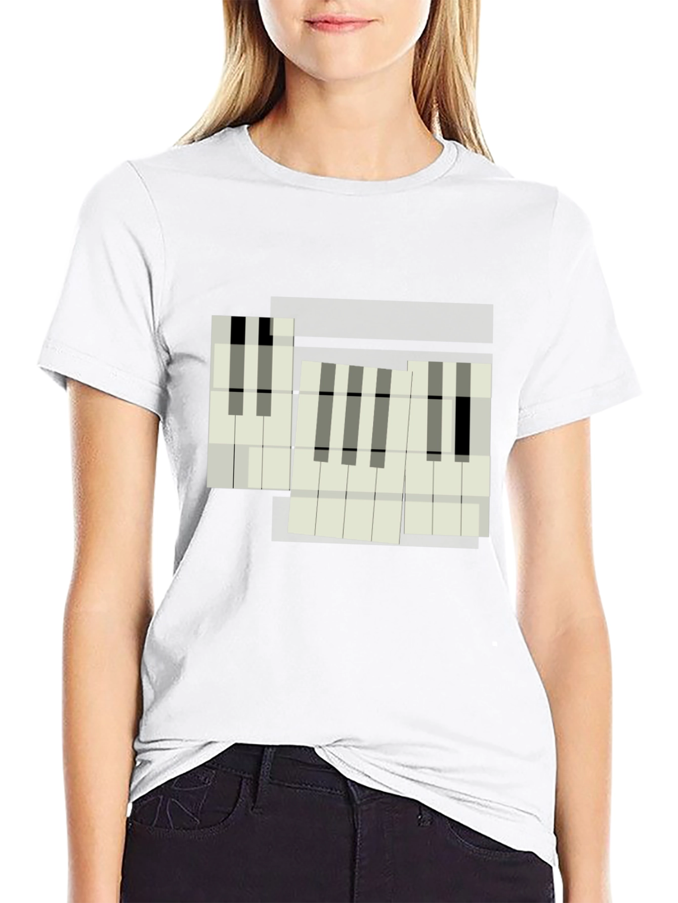 Abstract Piano Keys Graphic Tee - Modern Musician Style