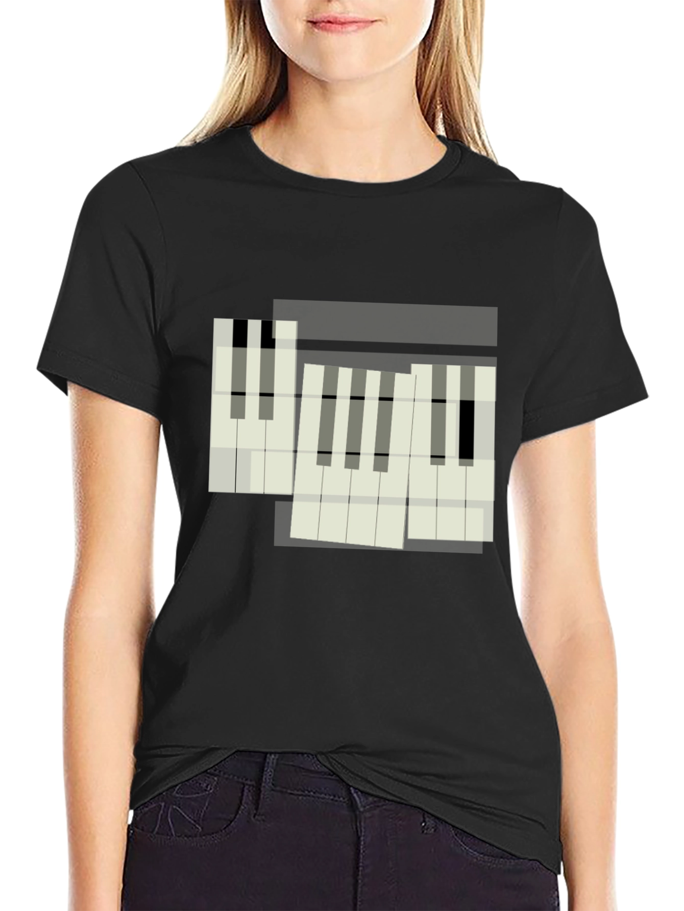 Abstract Piano Keys Graphic Tee - Modern Musician Style