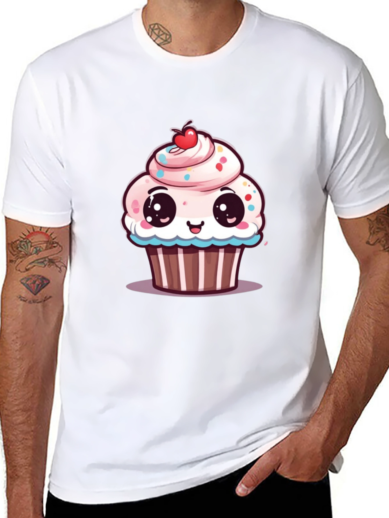 Cute Cartoon Cupcake Graphic T-Shirt