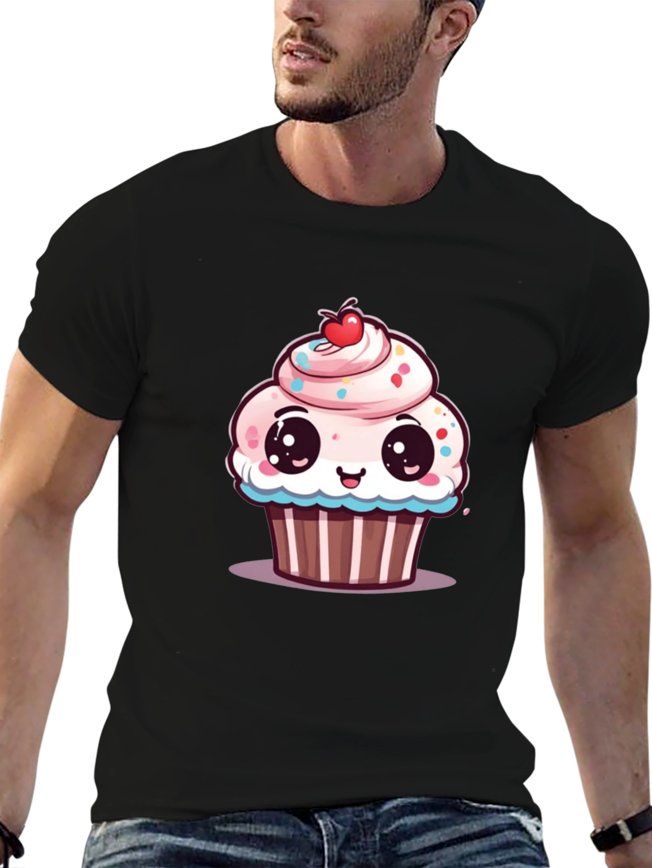 Cute Cartoon Cupcake Graphic T-Shirt
