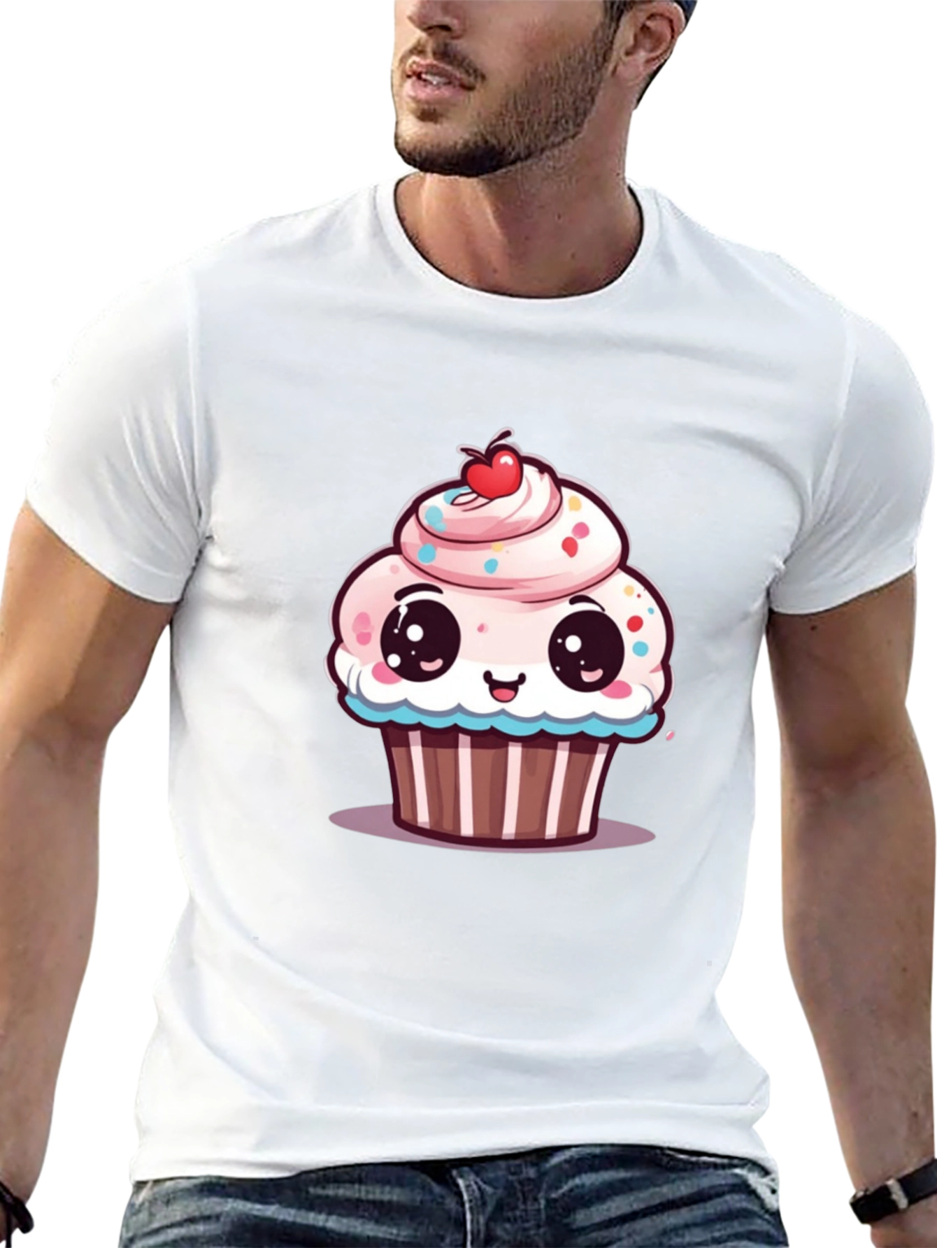 Cute Cartoon Cupcake Graphic T-Shirt