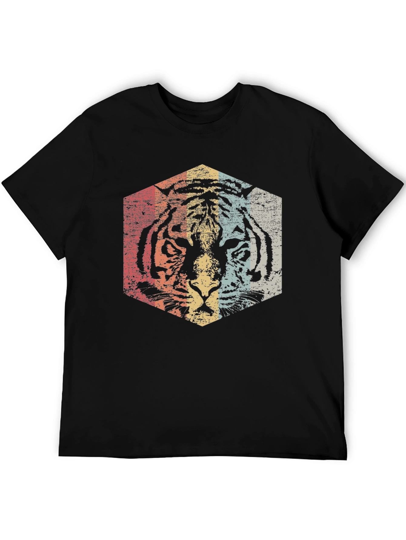 Retro Tiger Graphic Tee - Distressed Animal Print T-Shirt
