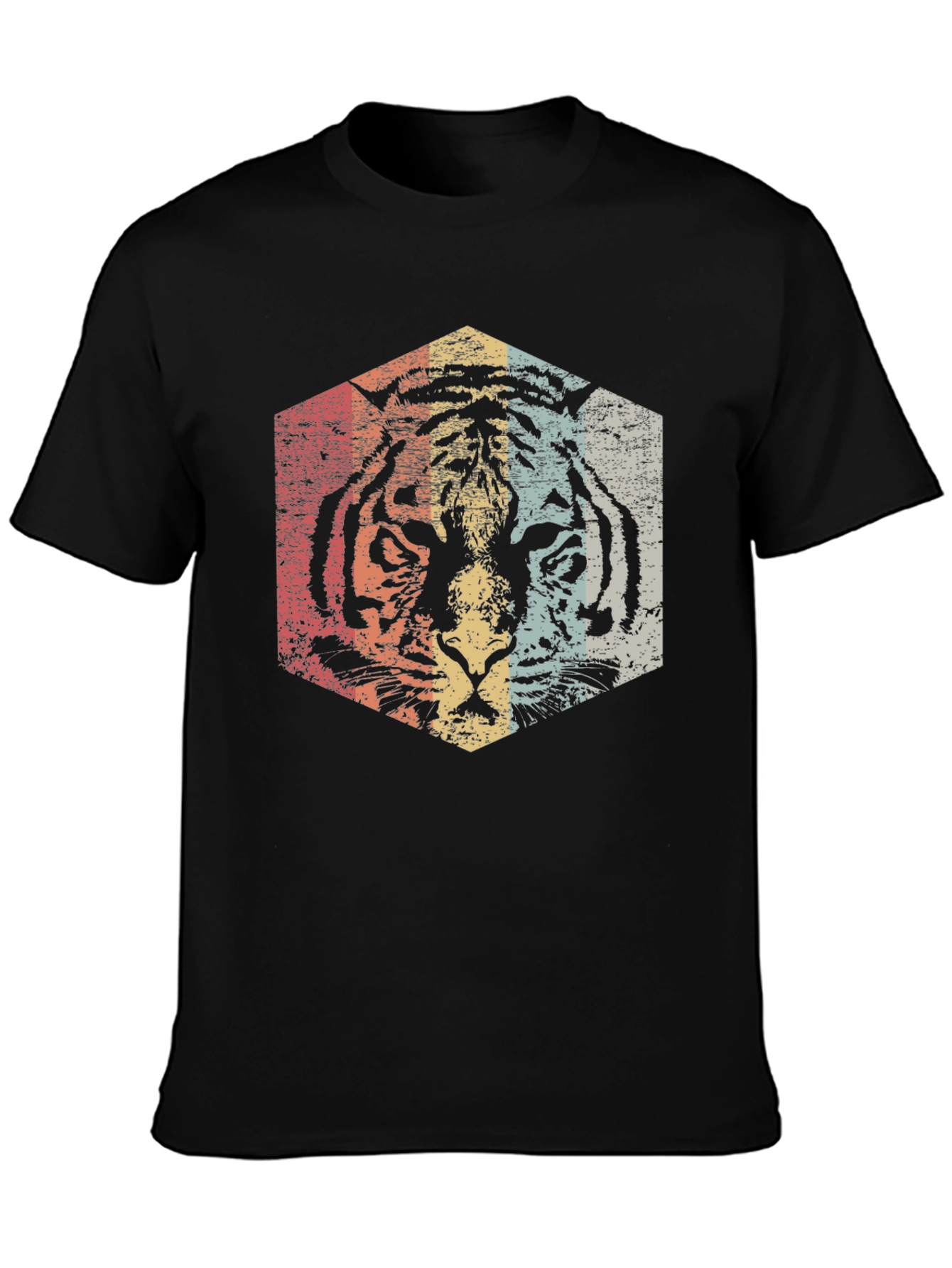 Retro Tiger Graphic Tee - Distressed Animal Print T-Shirt