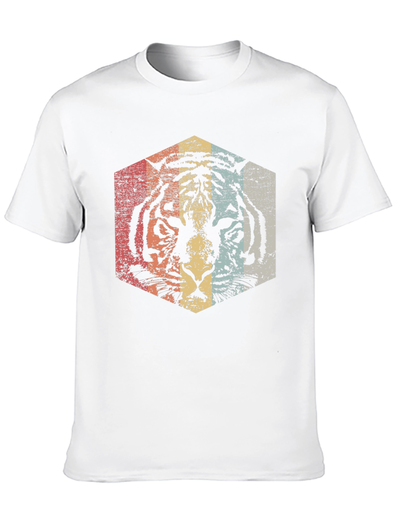 Retro Tiger Graphic Tee - Distressed Animal Print T-Shirt