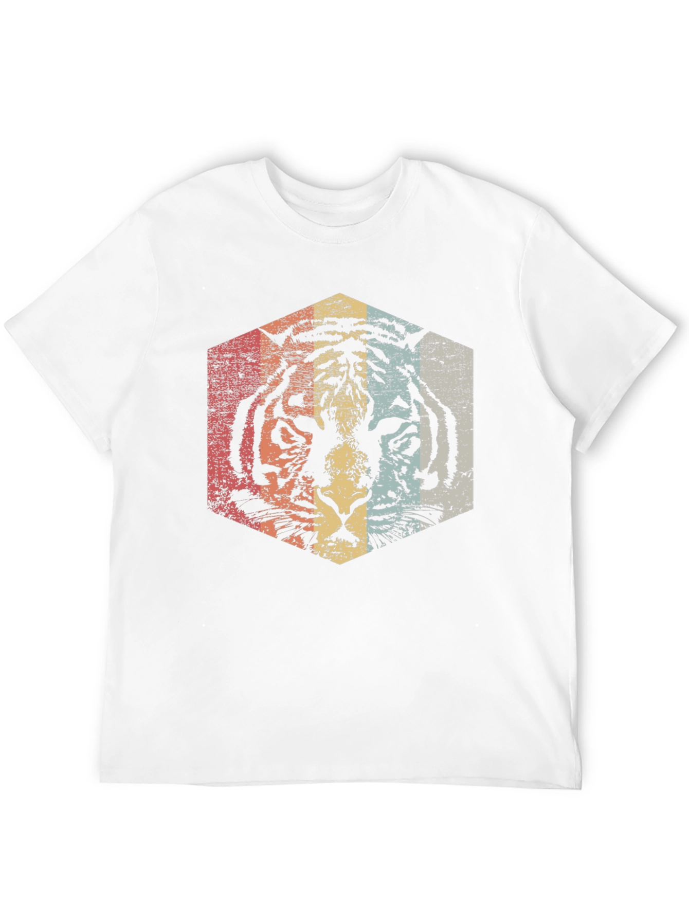 Retro Tiger Graphic Tee - Distressed Animal Print T-Shirt