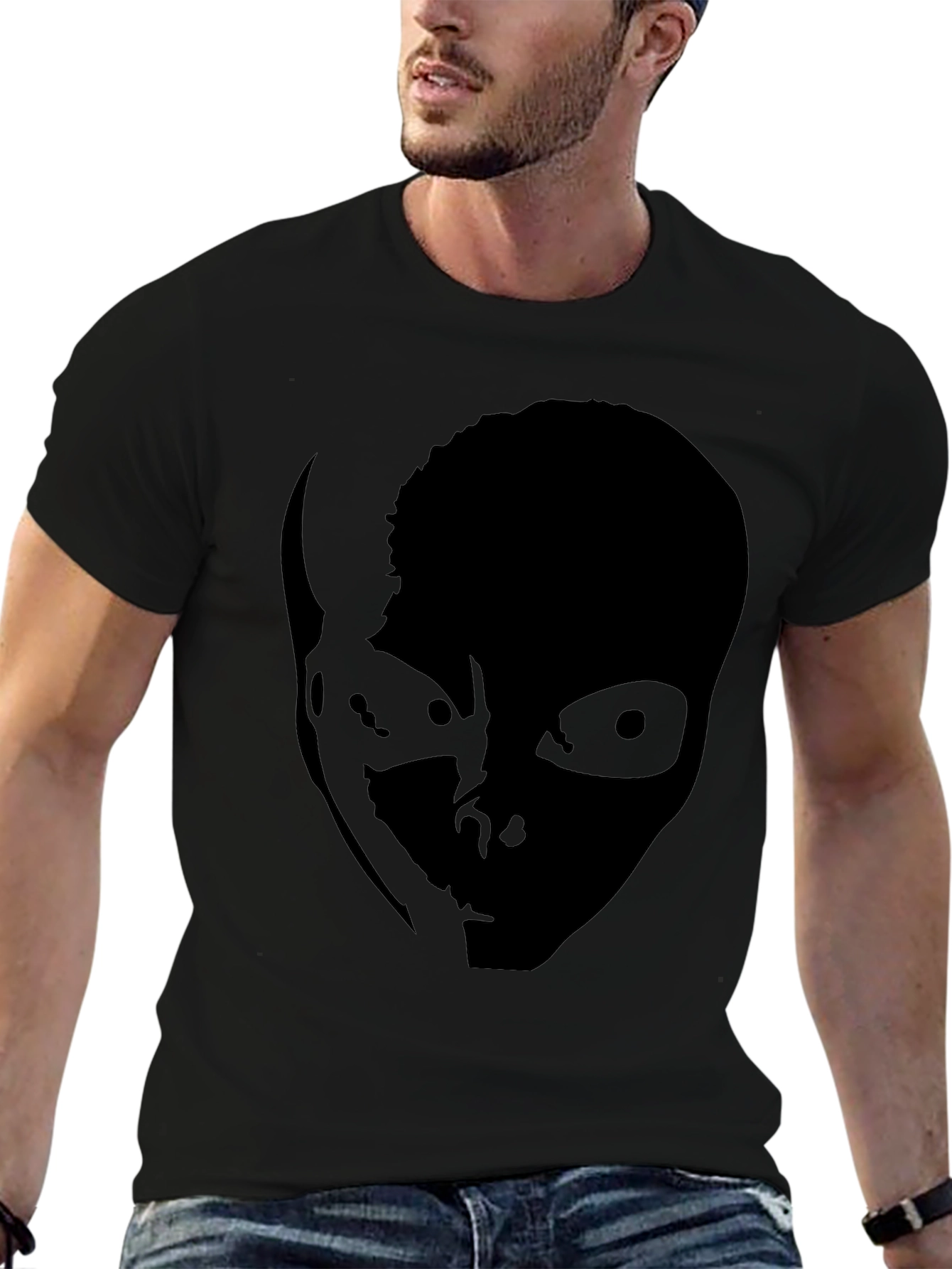 Creepy Silhouette Graphic Tee - Black