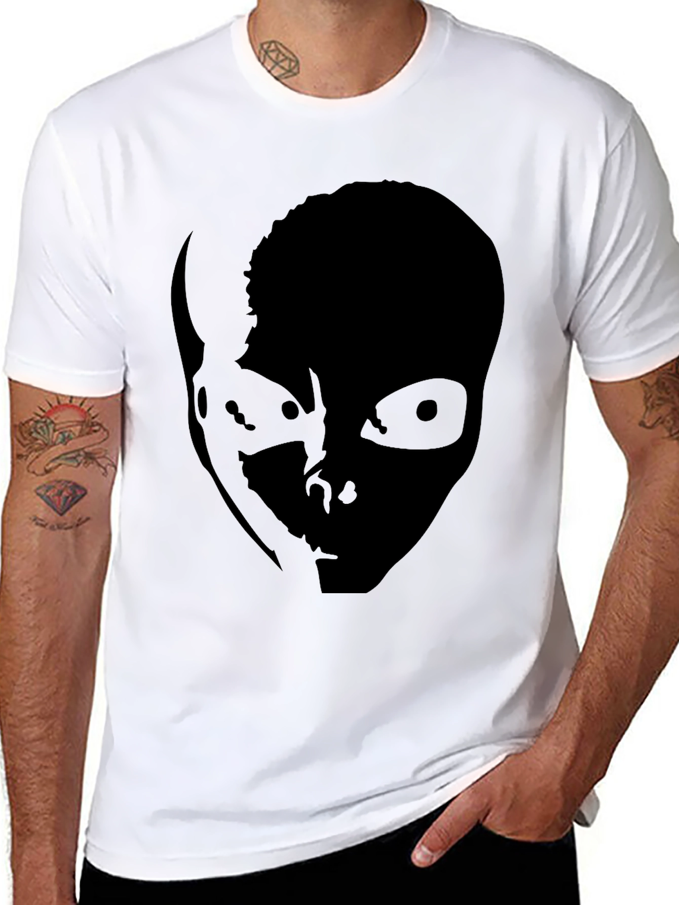 Creepy Silhouette Graphic Tee - Black