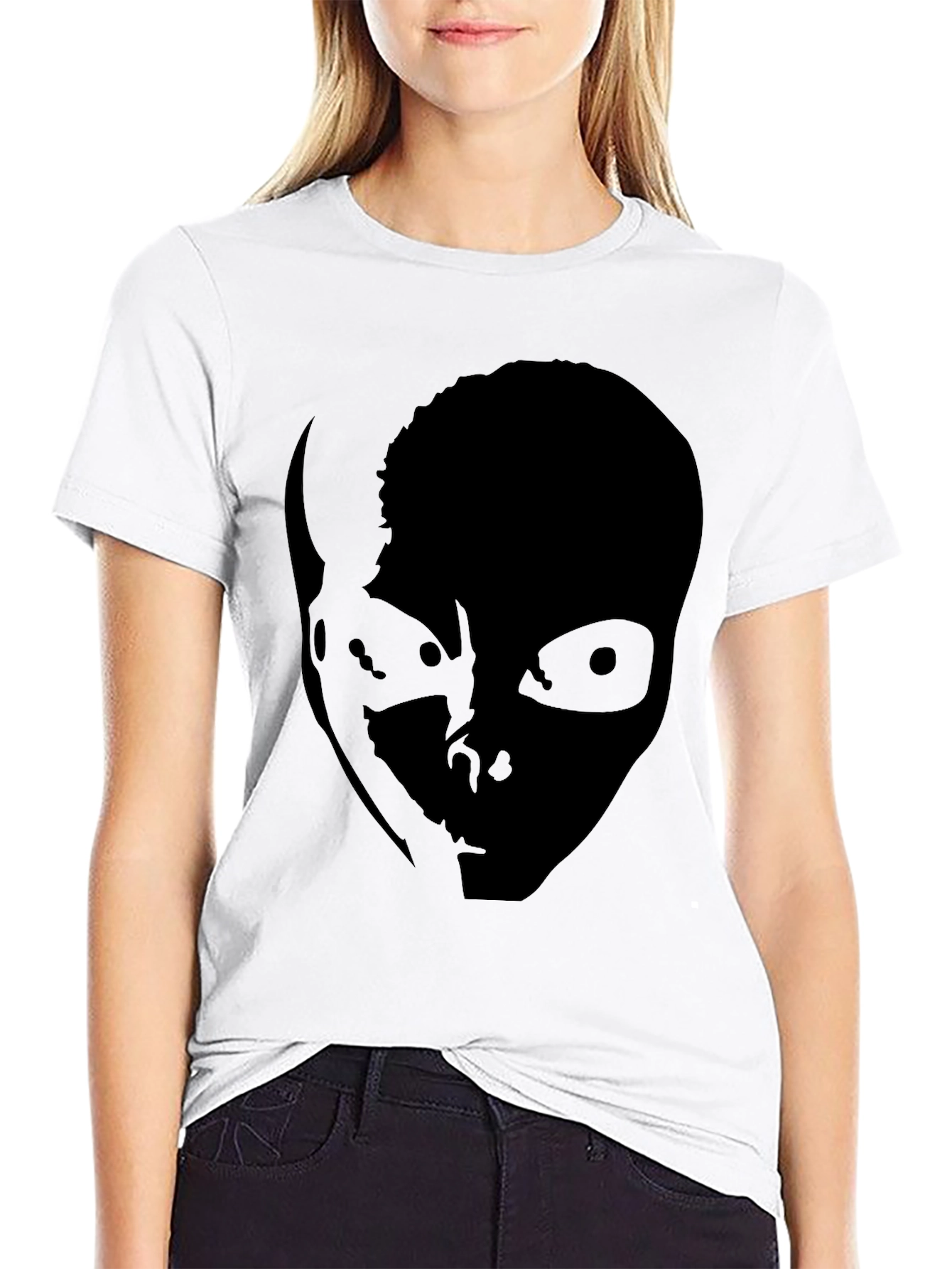 Creepy Silhouette Graphic Tee - Black
