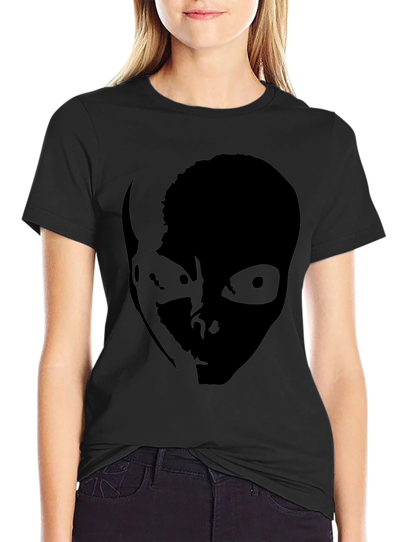 Creepy Silhouette Graphic Tee - Black