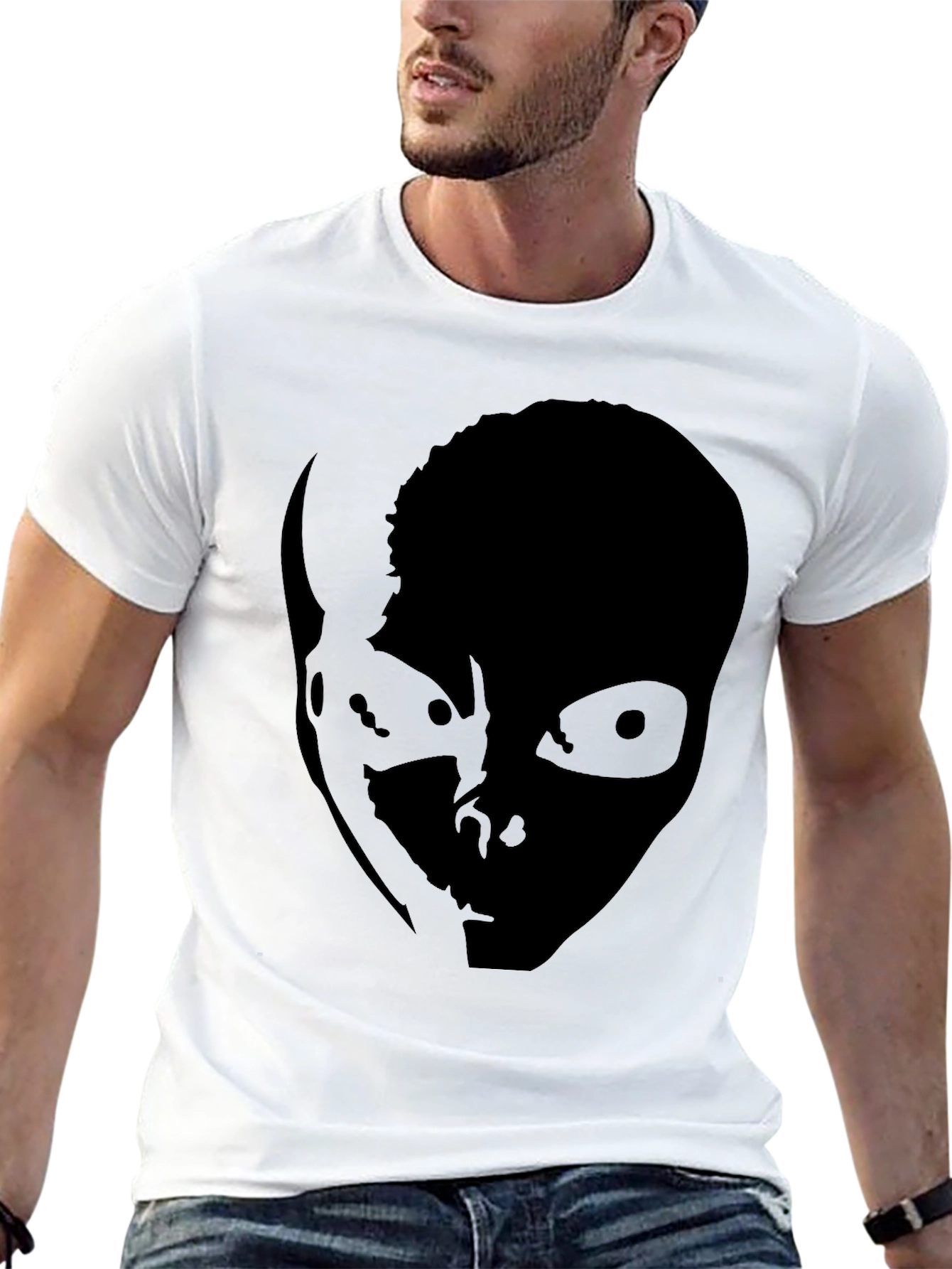 Creepy Silhouette Graphic Tee - Black