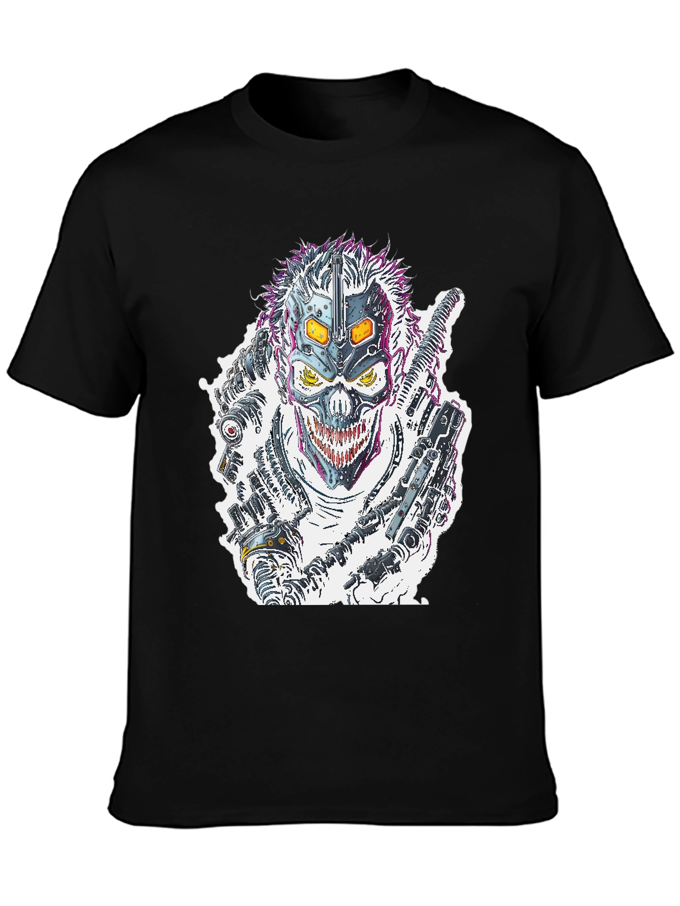 Cyberpunk Skull T-Shirt - Futuristic Graphic Tee