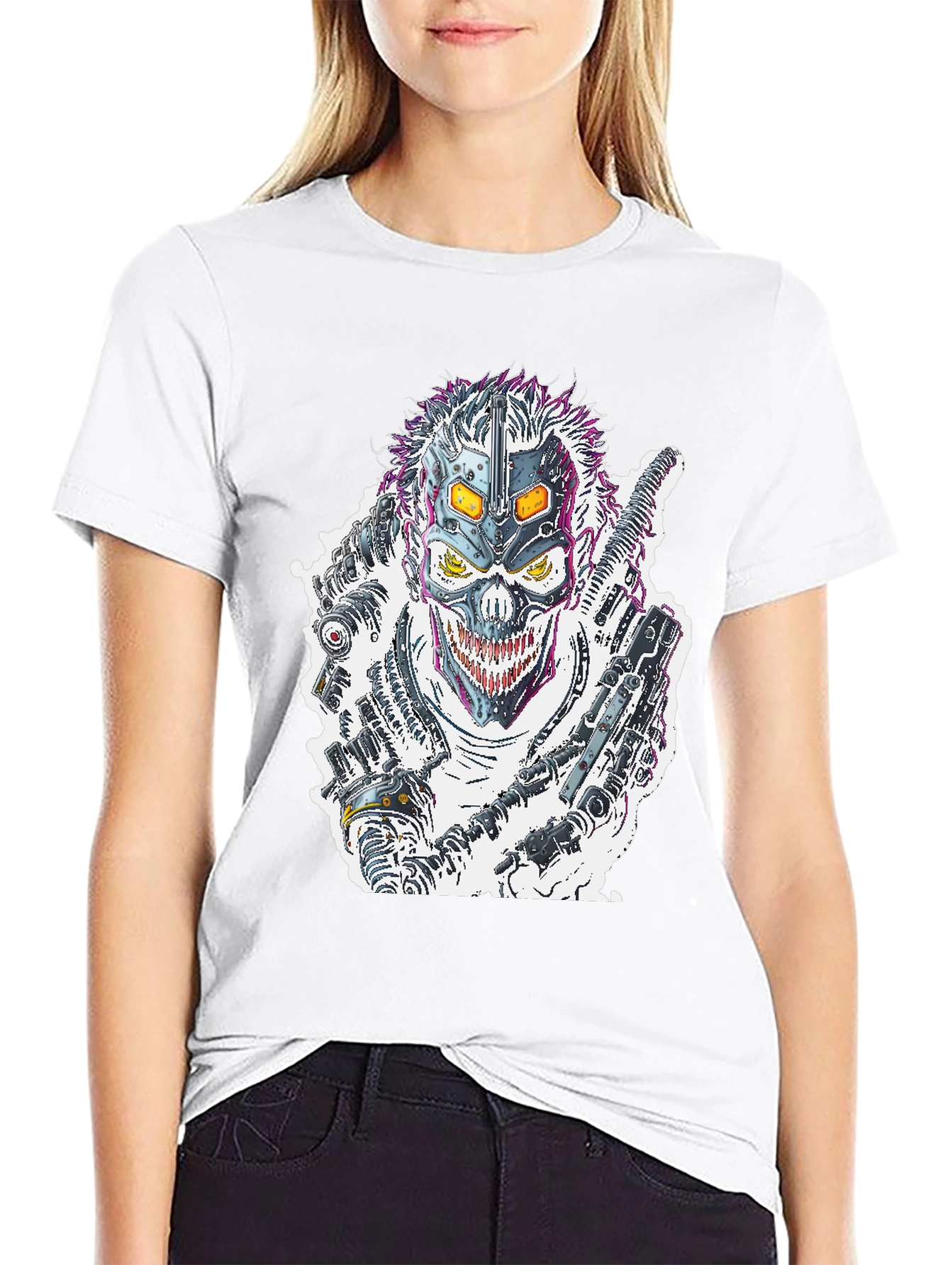 Cyberpunk Skull T-Shirt - Futuristic Graphic Tee