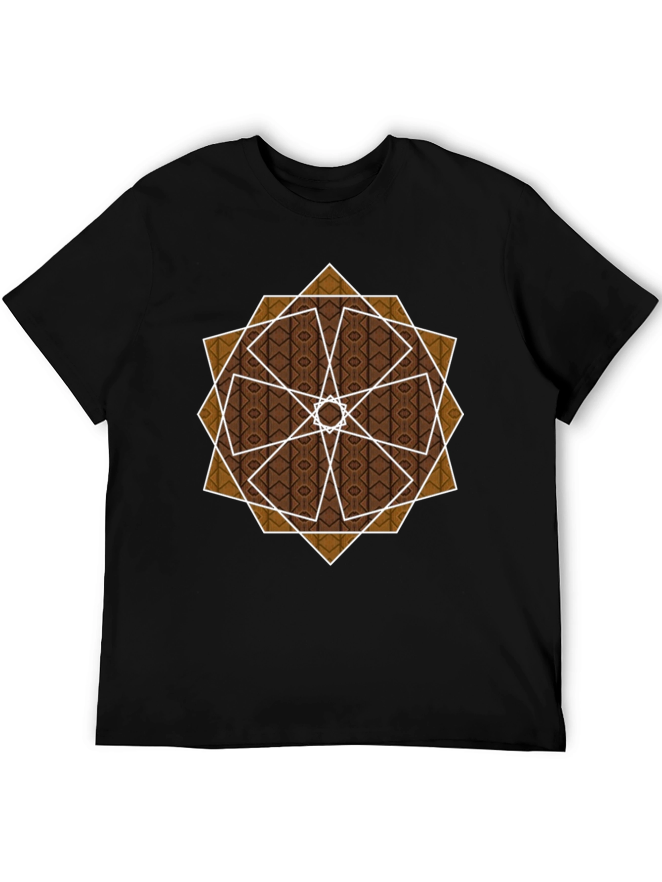 Geometric Pattern Graphic Tee - Stylish Mens Black T-Shirt