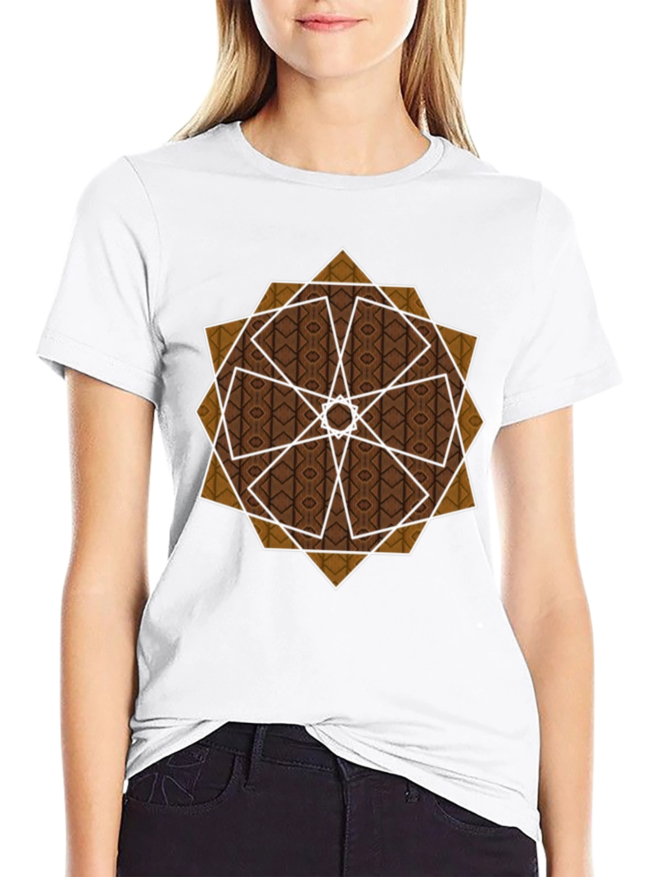 Geometric Pattern Graphic Tee - Stylish Mens Black T-Shirt