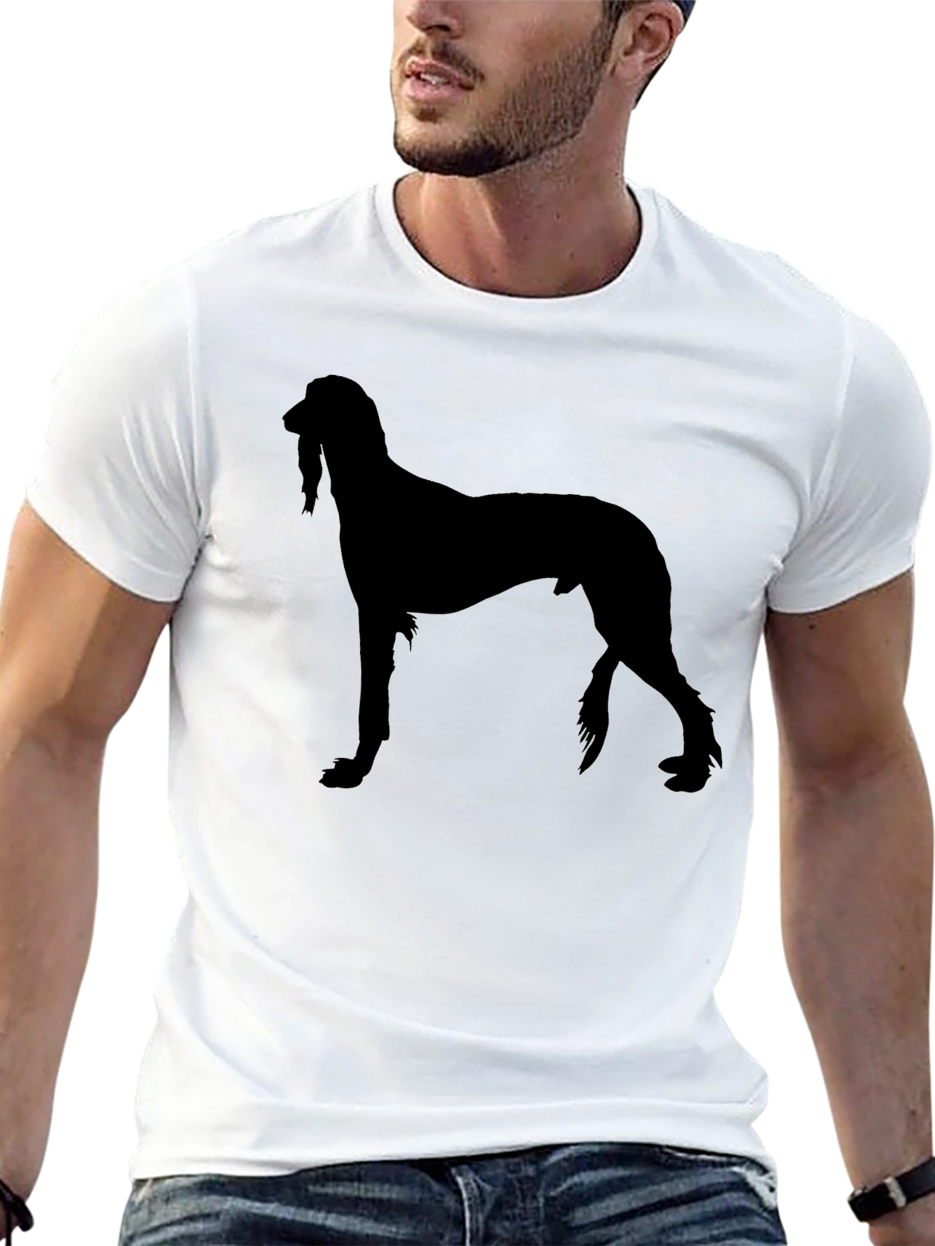 Afghan Hound Silhouette Black T-Shirt