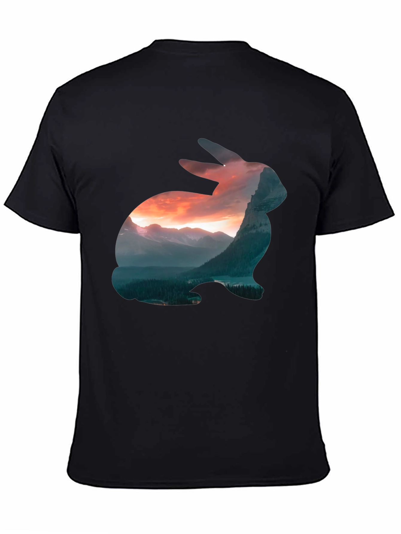 Nature Rabbit Graphic Tee - Mens Black T-Shirt