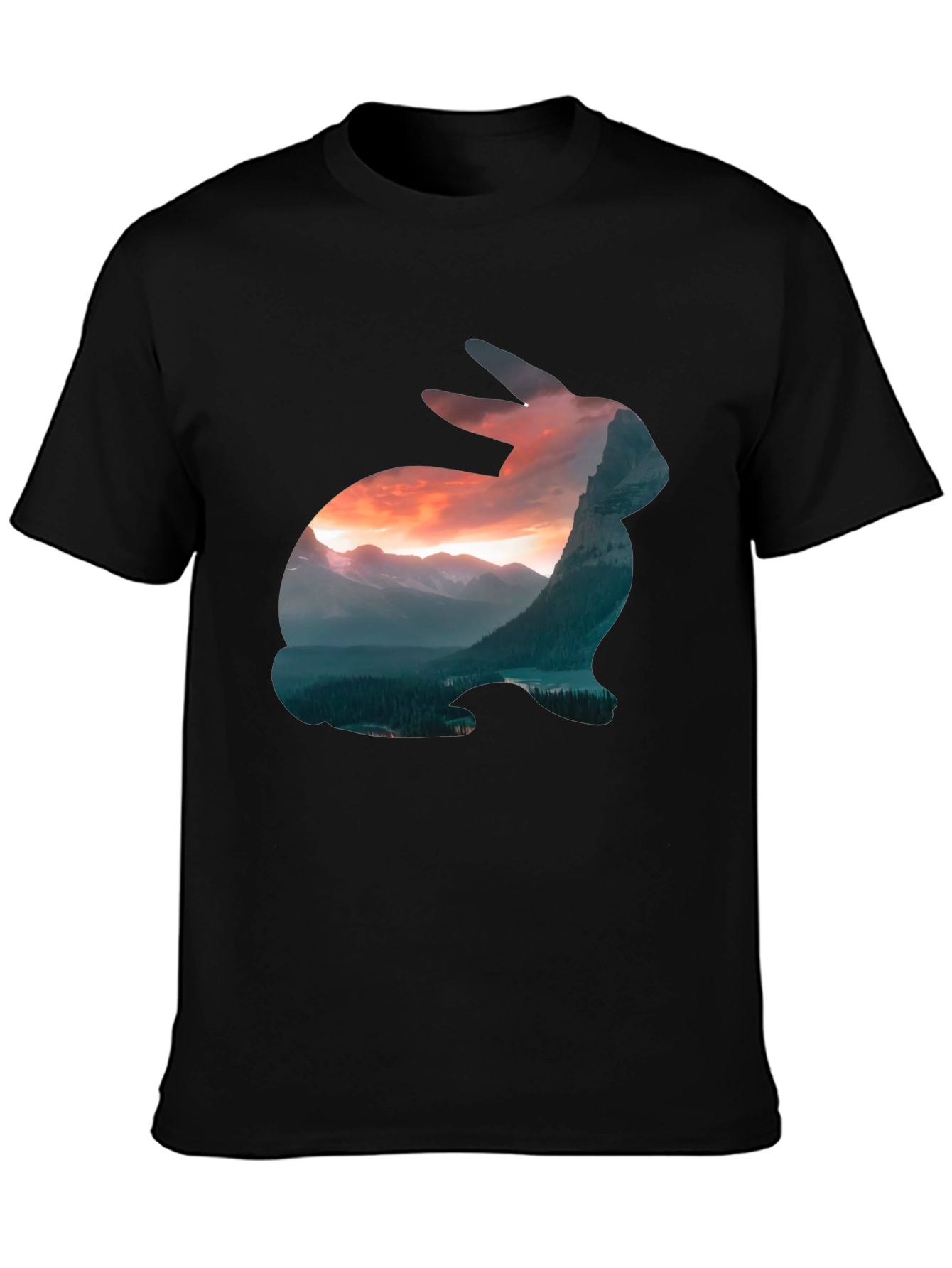 Nature Rabbit Graphic Tee - Mens Black T-Shirt