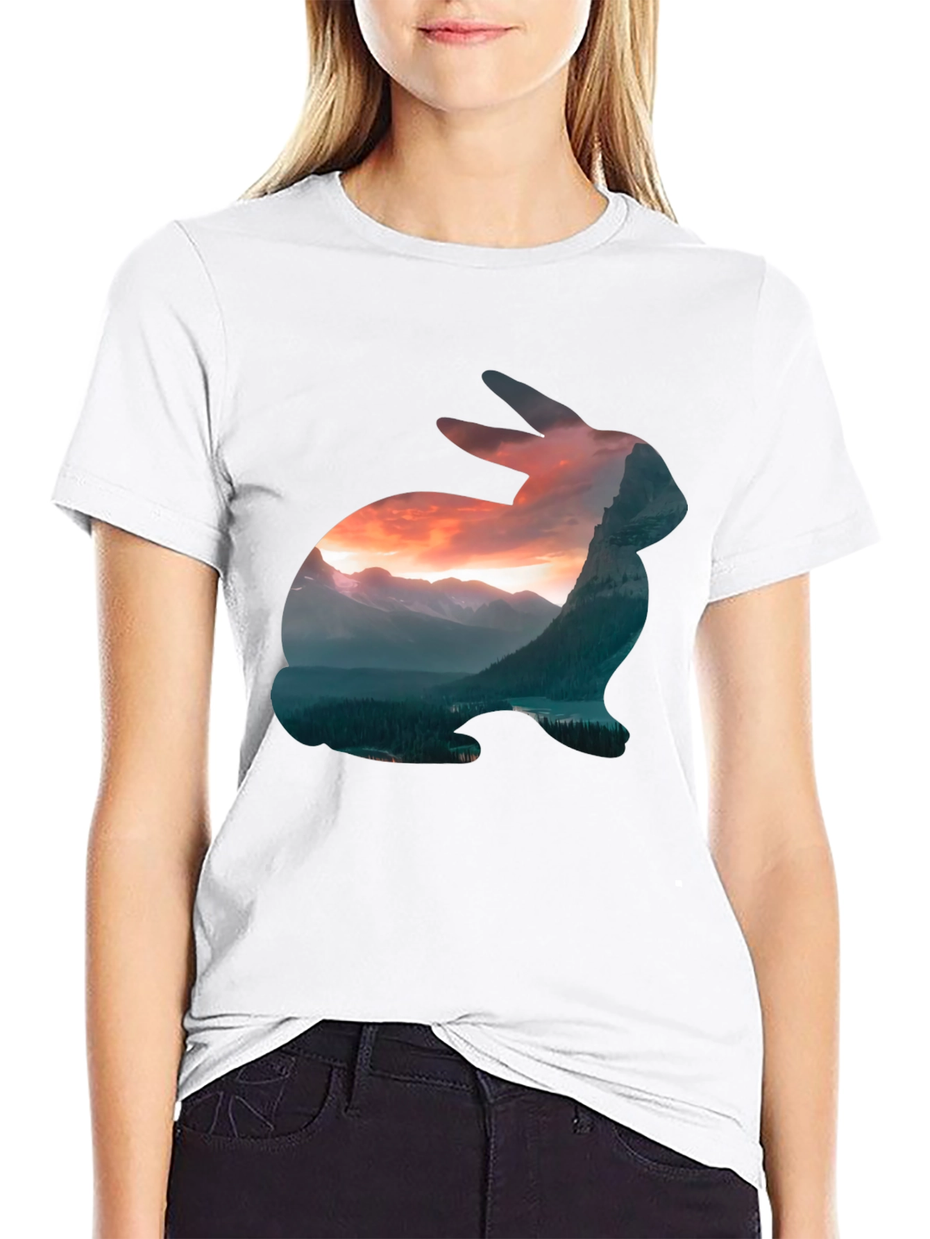 Nature Rabbit Graphic Tee - Mens Black T-Shirt
