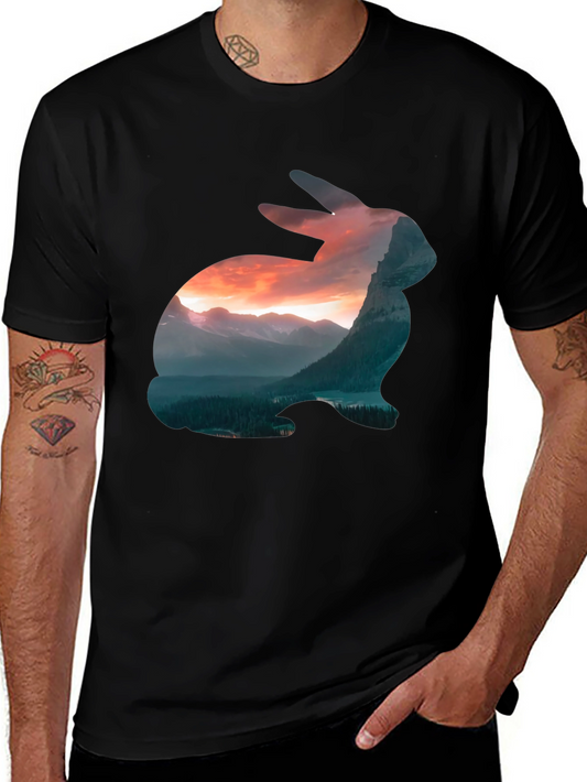 Nature Rabbit Graphic Tee - Mens Black T-Shirt