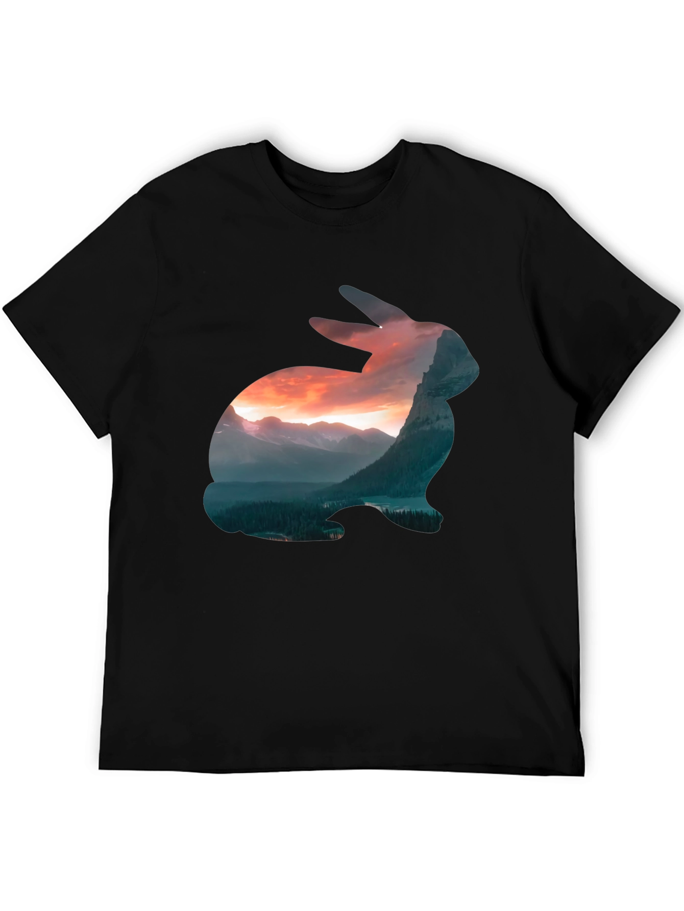 Nature Rabbit Graphic Tee - Mens Black T-Shirt