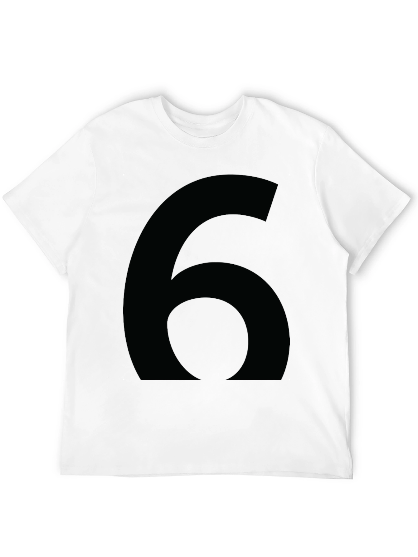 Mens Black T-Shirt with Large Number Six Graphic